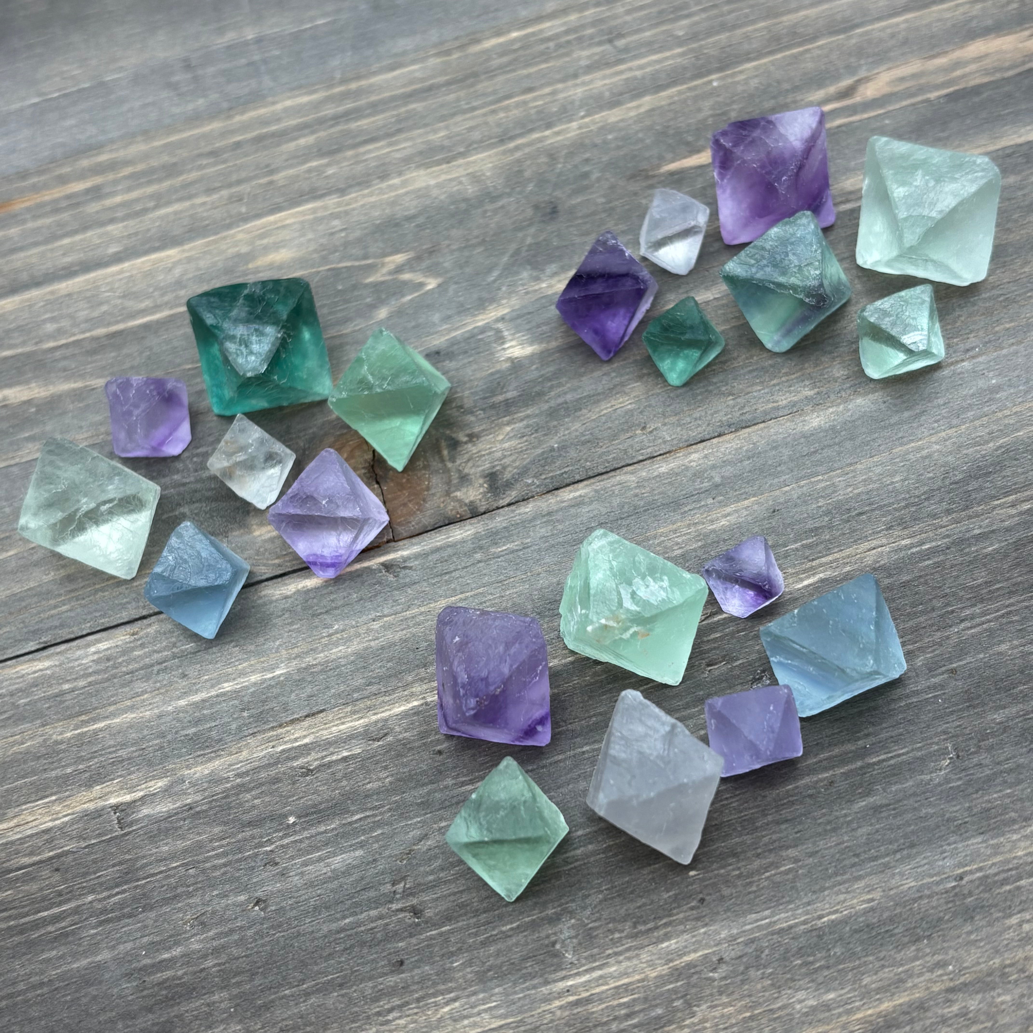 Multicolored Fluorite Crystals, Kit of 7