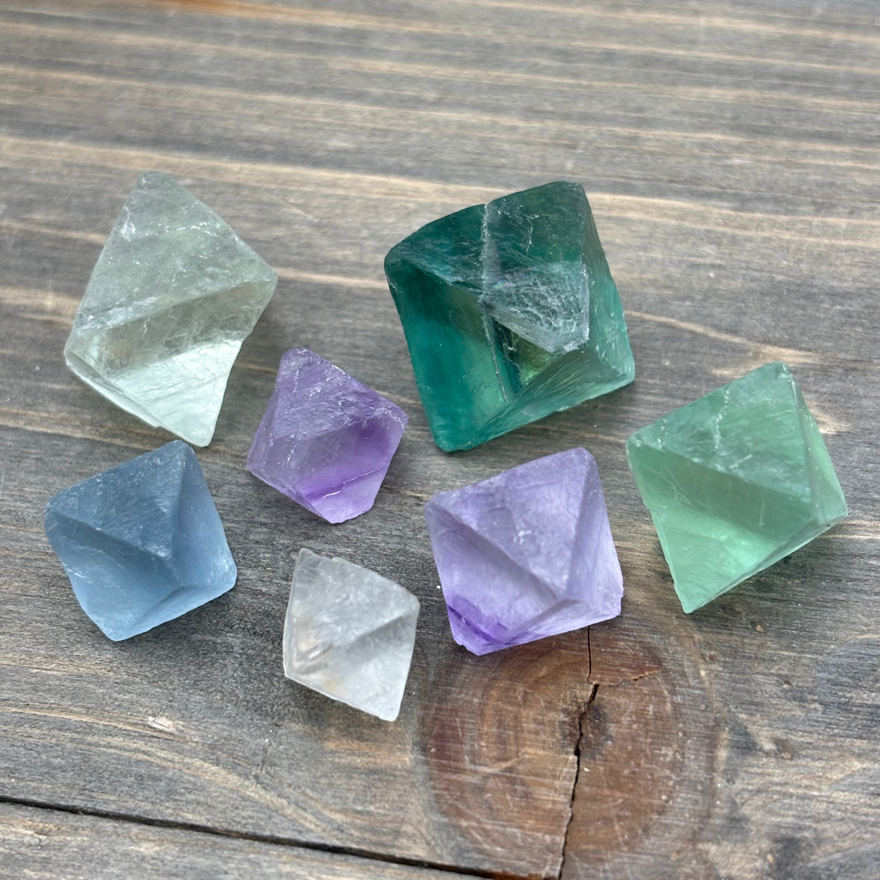 Multicolored Fluorite Crystals, Kit of 7