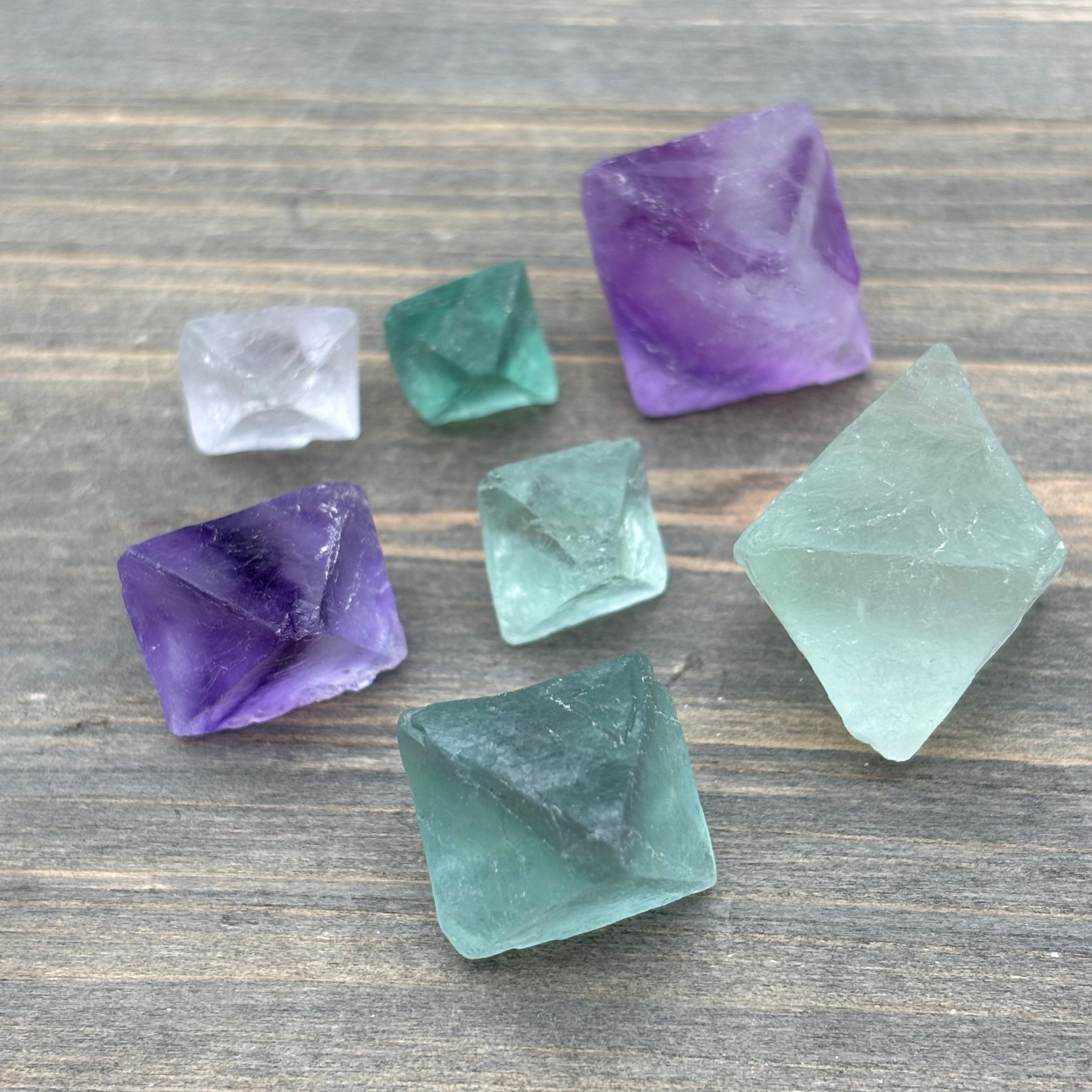 Multicolored Fluorite Crystals, Kit of 7