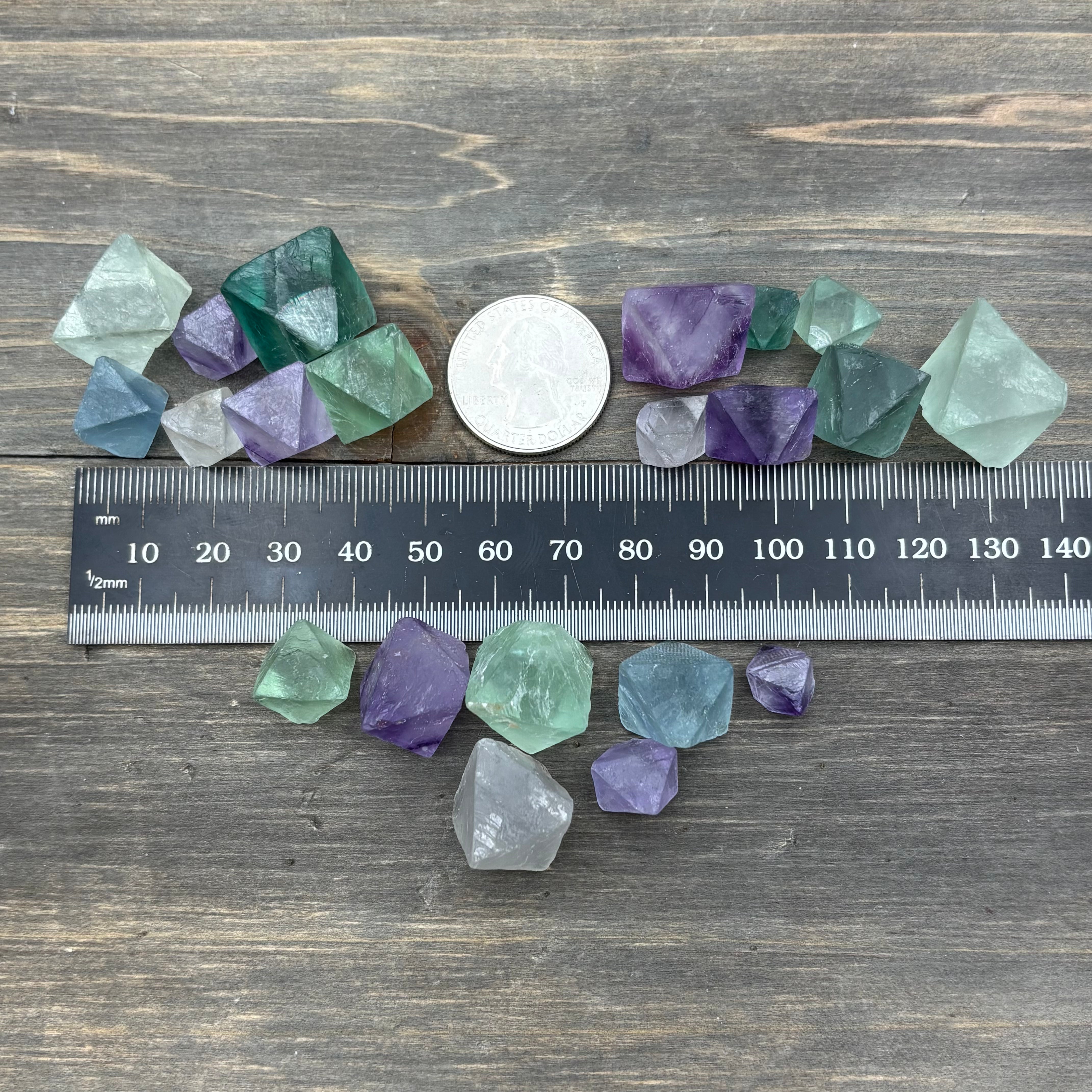 Multicolored Fluorite Crystals, Kit of 7