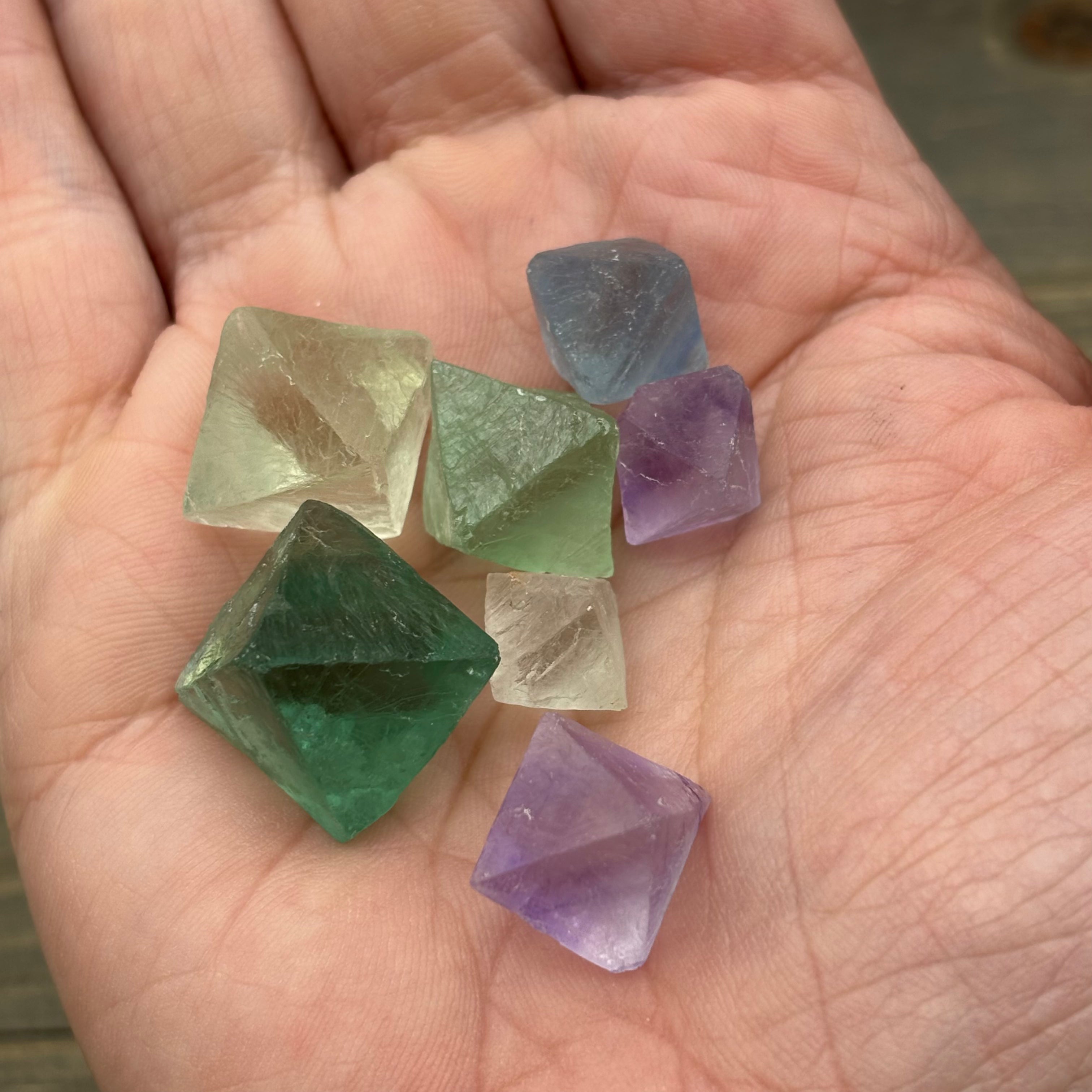 Multicolored Fluorite Crystals, Kit of 7