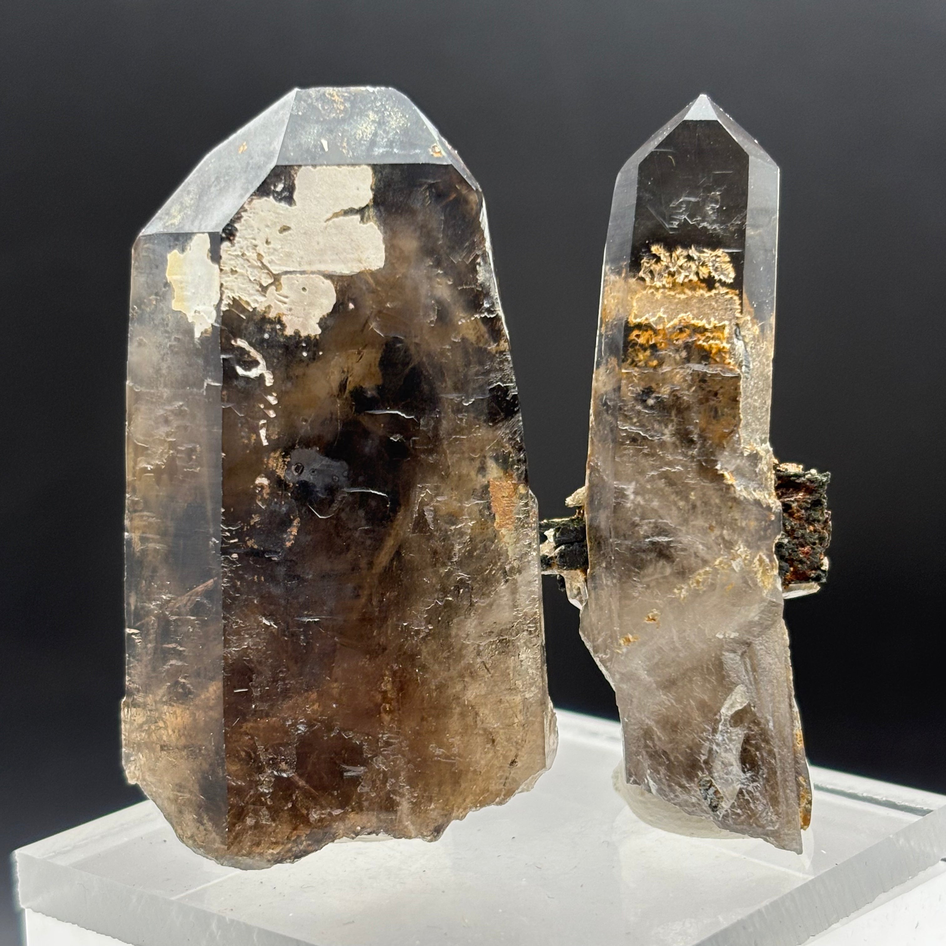 Dark Smoky Quartz Crystal Pair