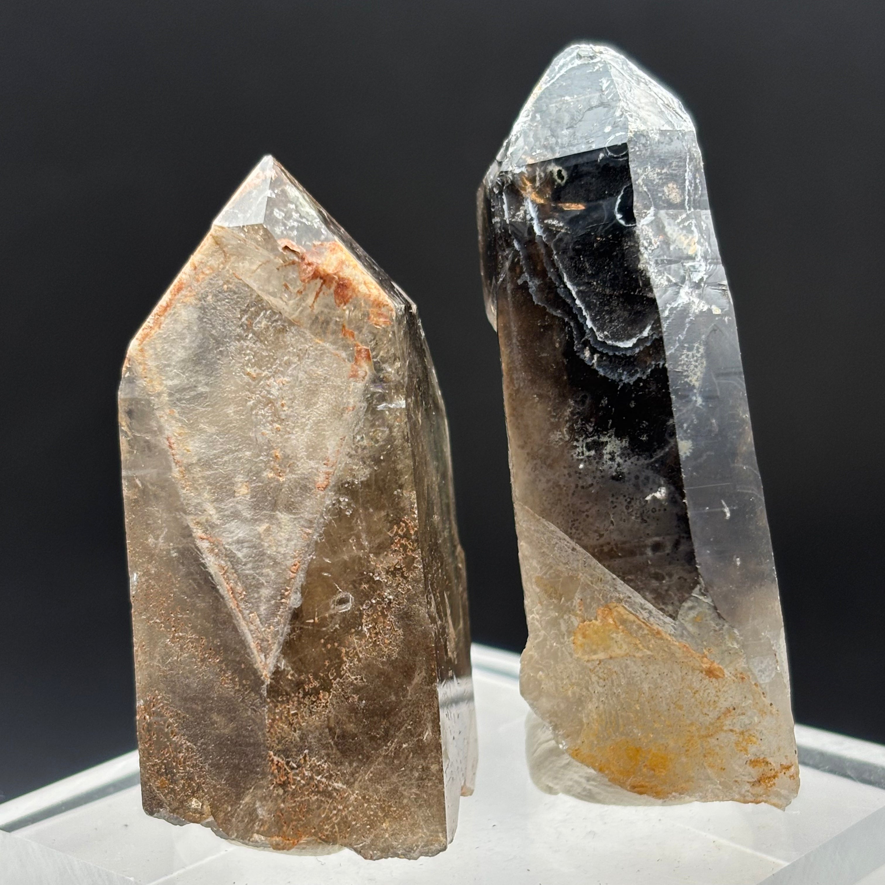 Dark Smoky Quartz Crystal Pair