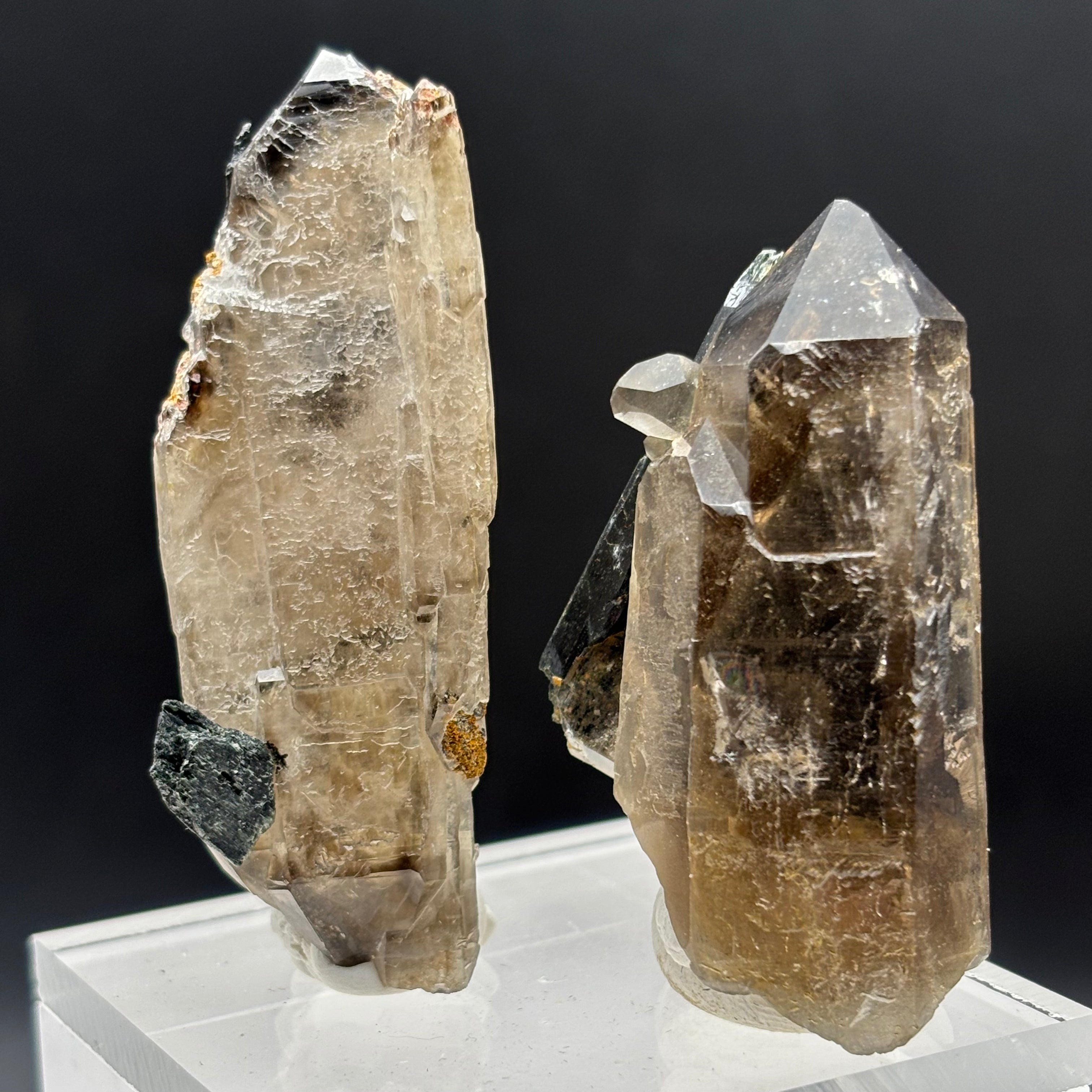Dark Smoky Quartz Crystal Pair