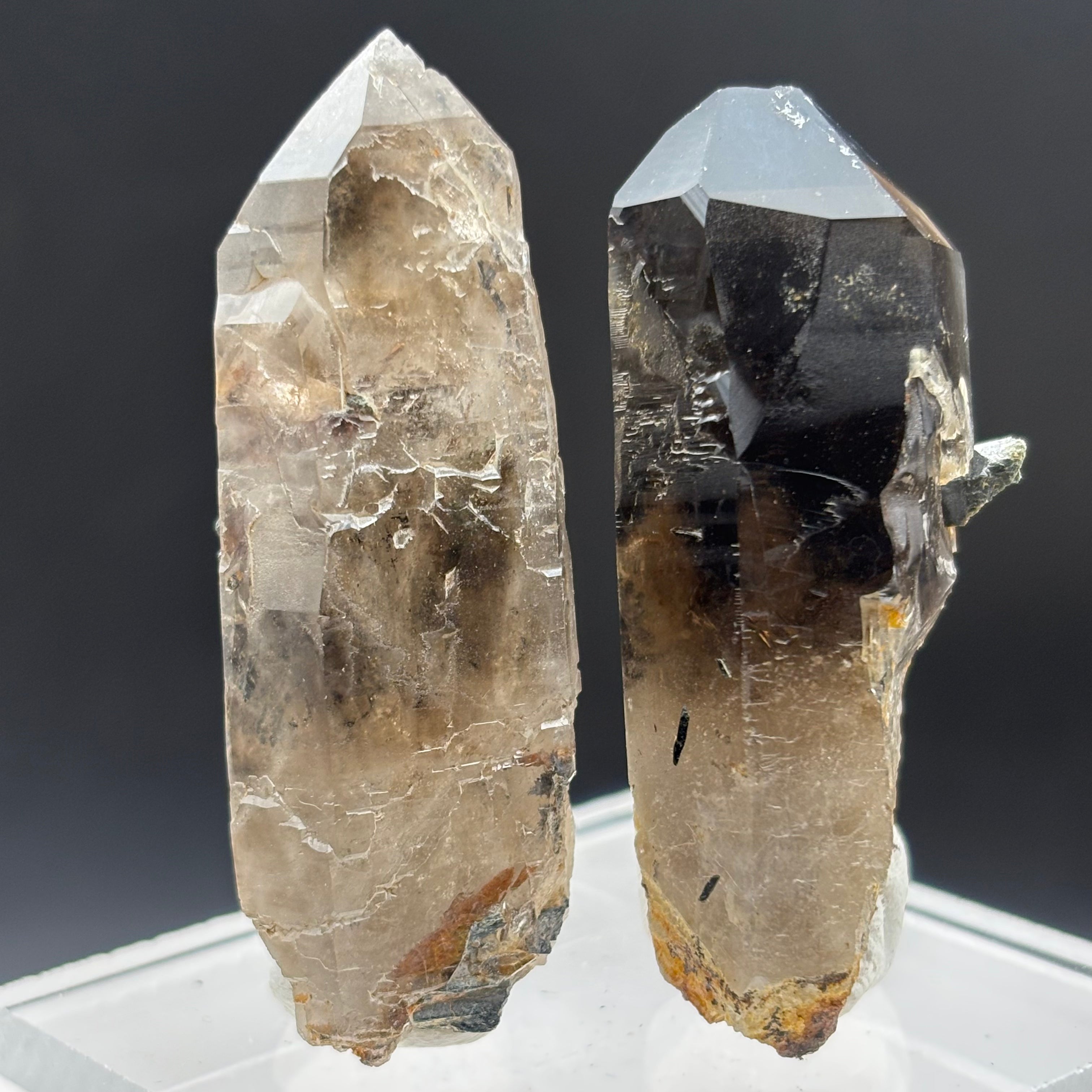 Dark Smoky Quartz Crystal Pair