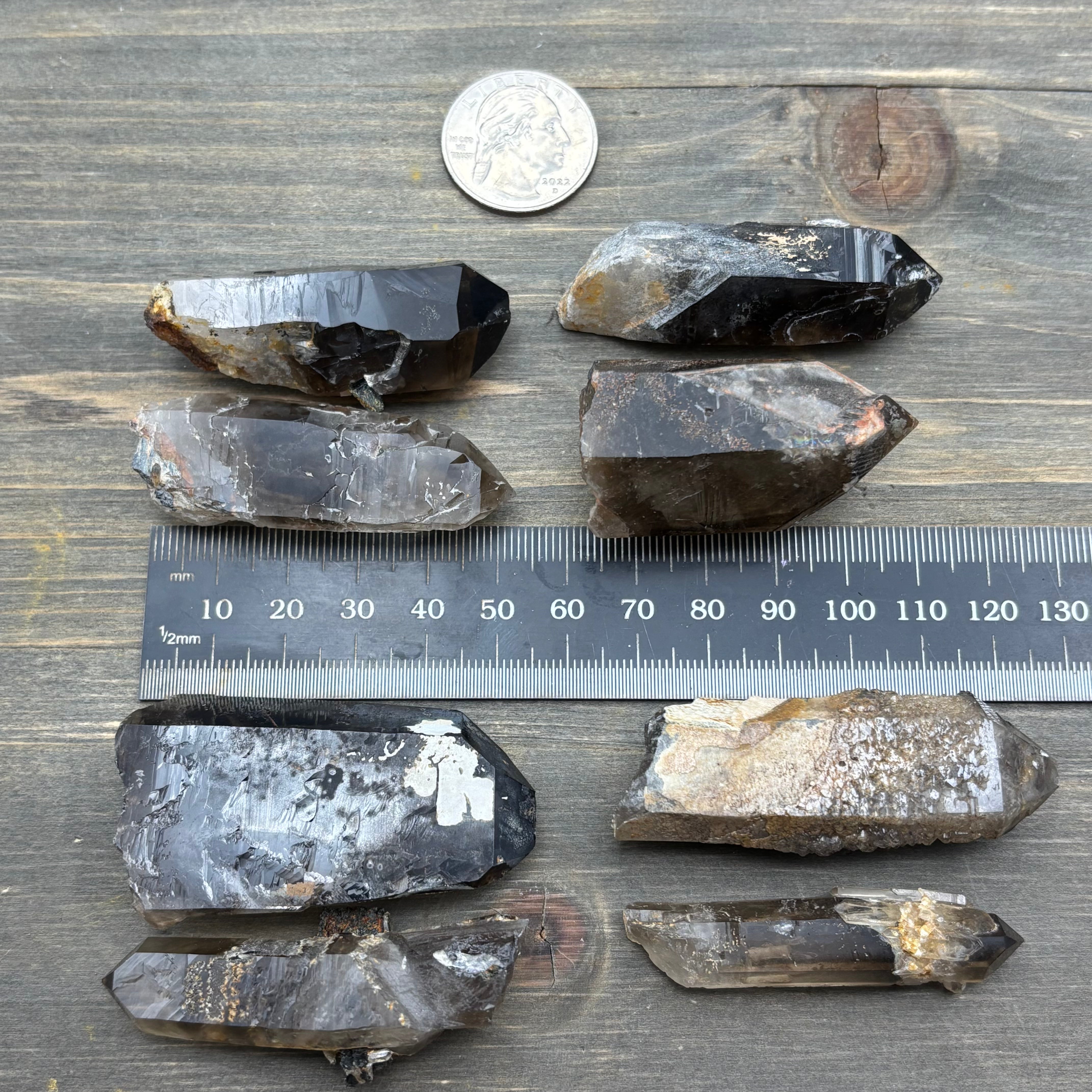 Dark Smoky Quartz Crystal Pair