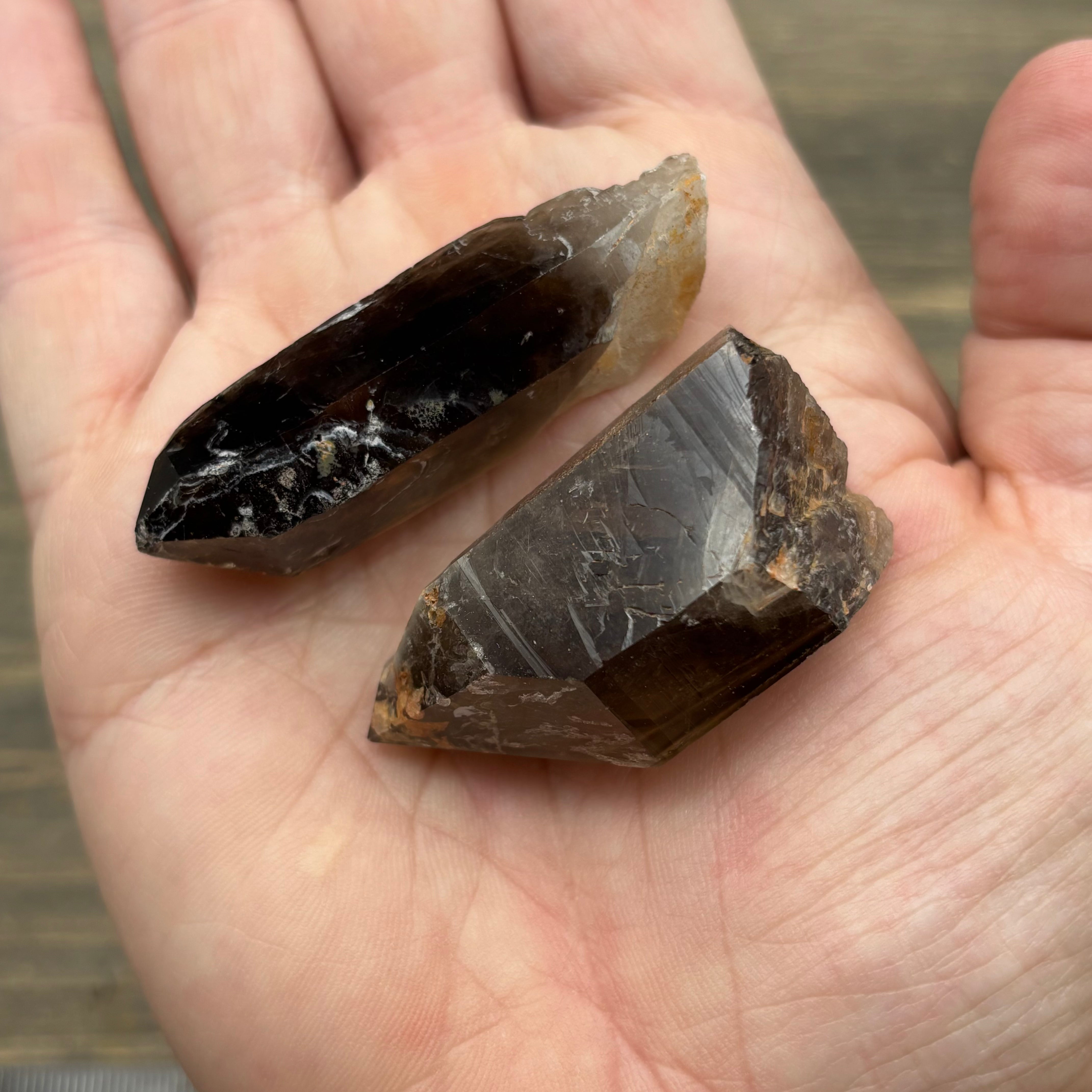 Dark Smoky Quartz Crystal Pair