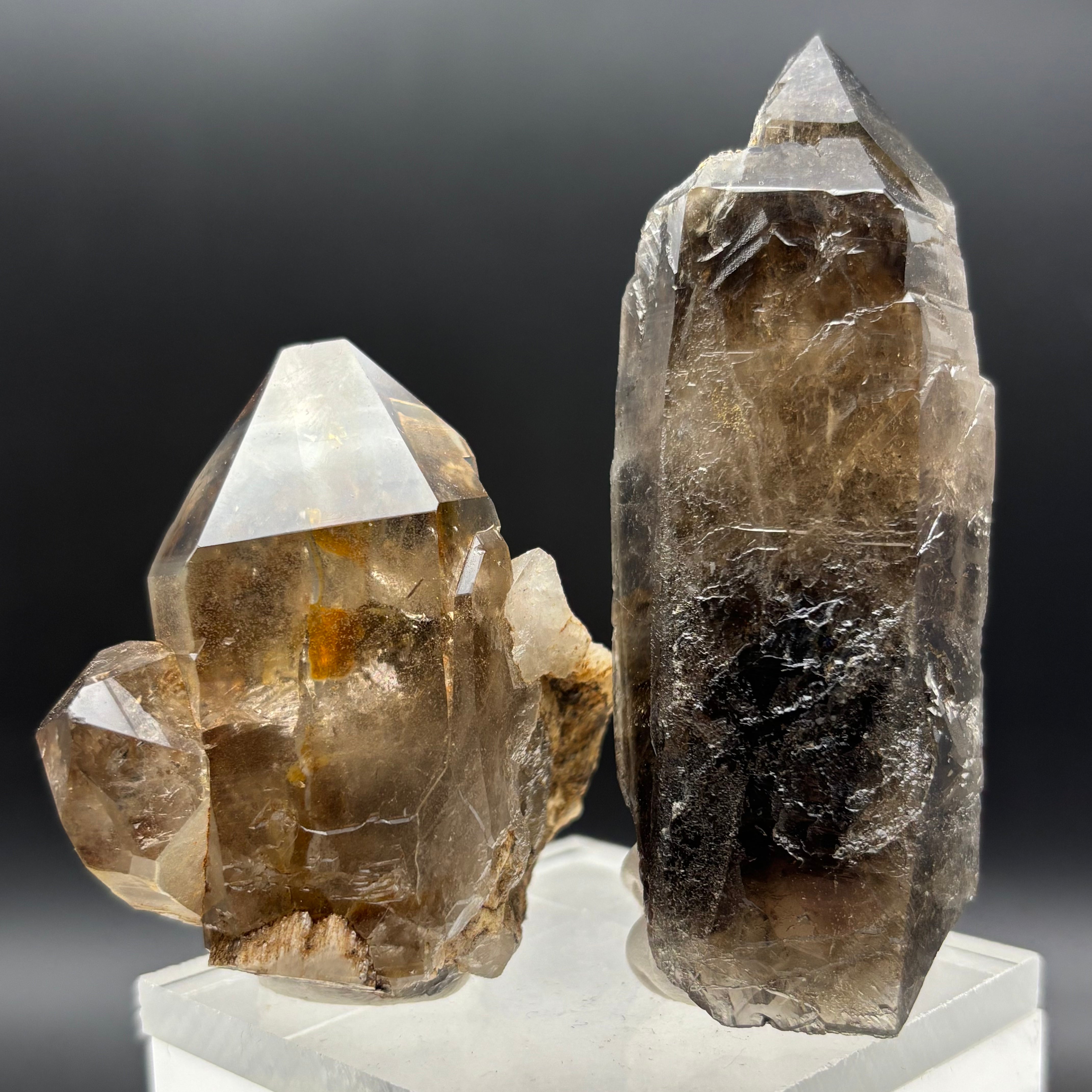 Dark Smoky Quartz Crystal Pair
