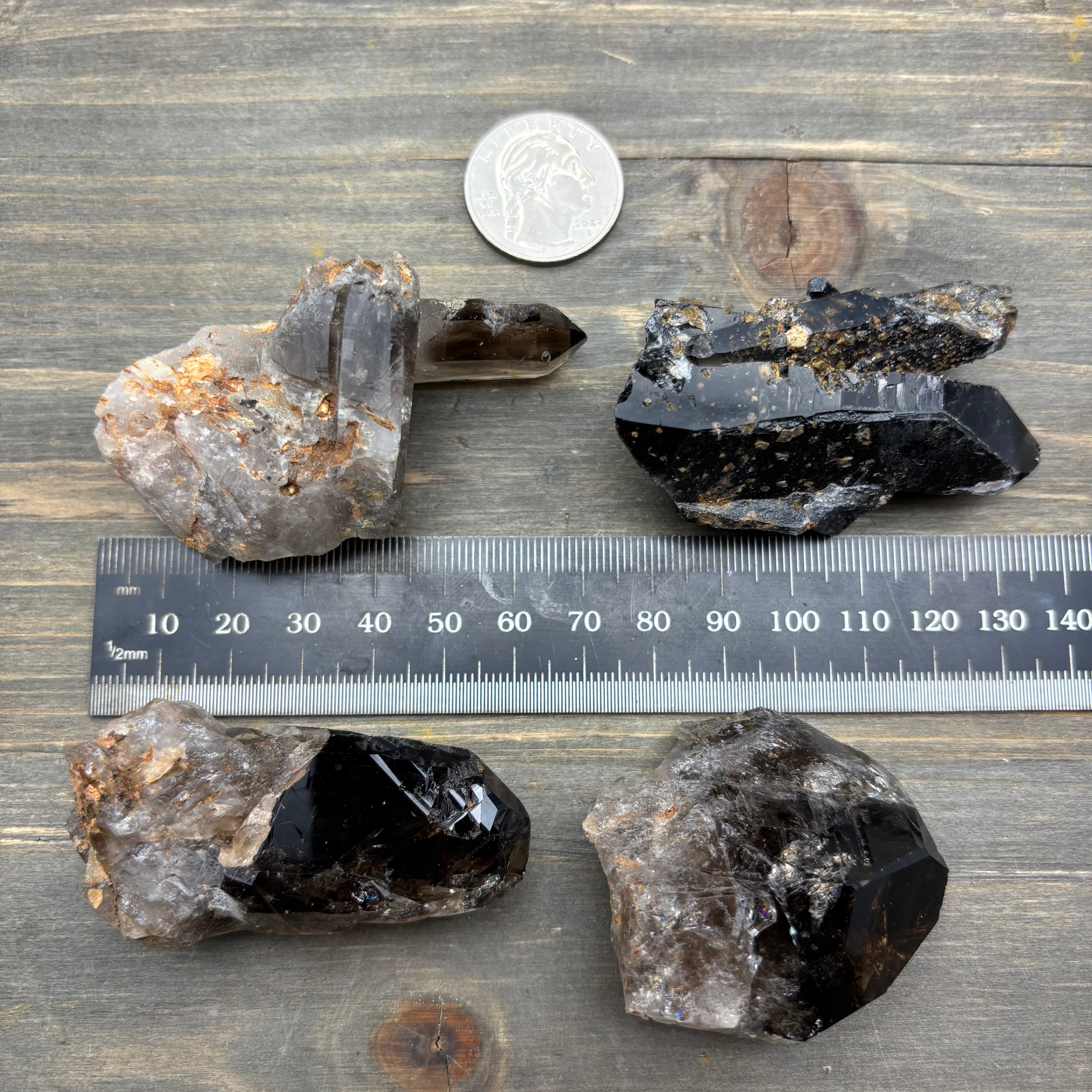 Dark Smoky Quartz Crystal Pair