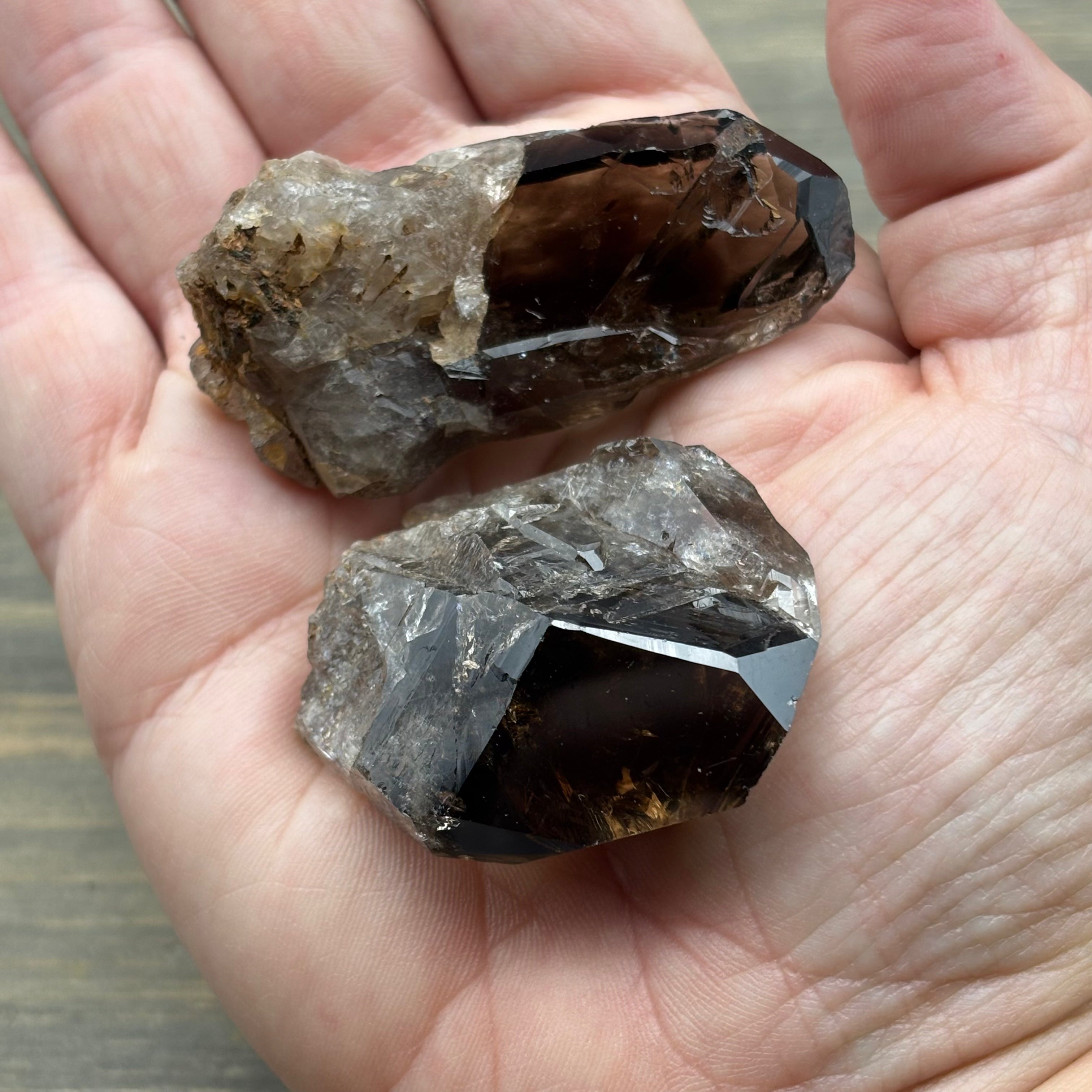 Dark Smoky Quartz Crystal Pair