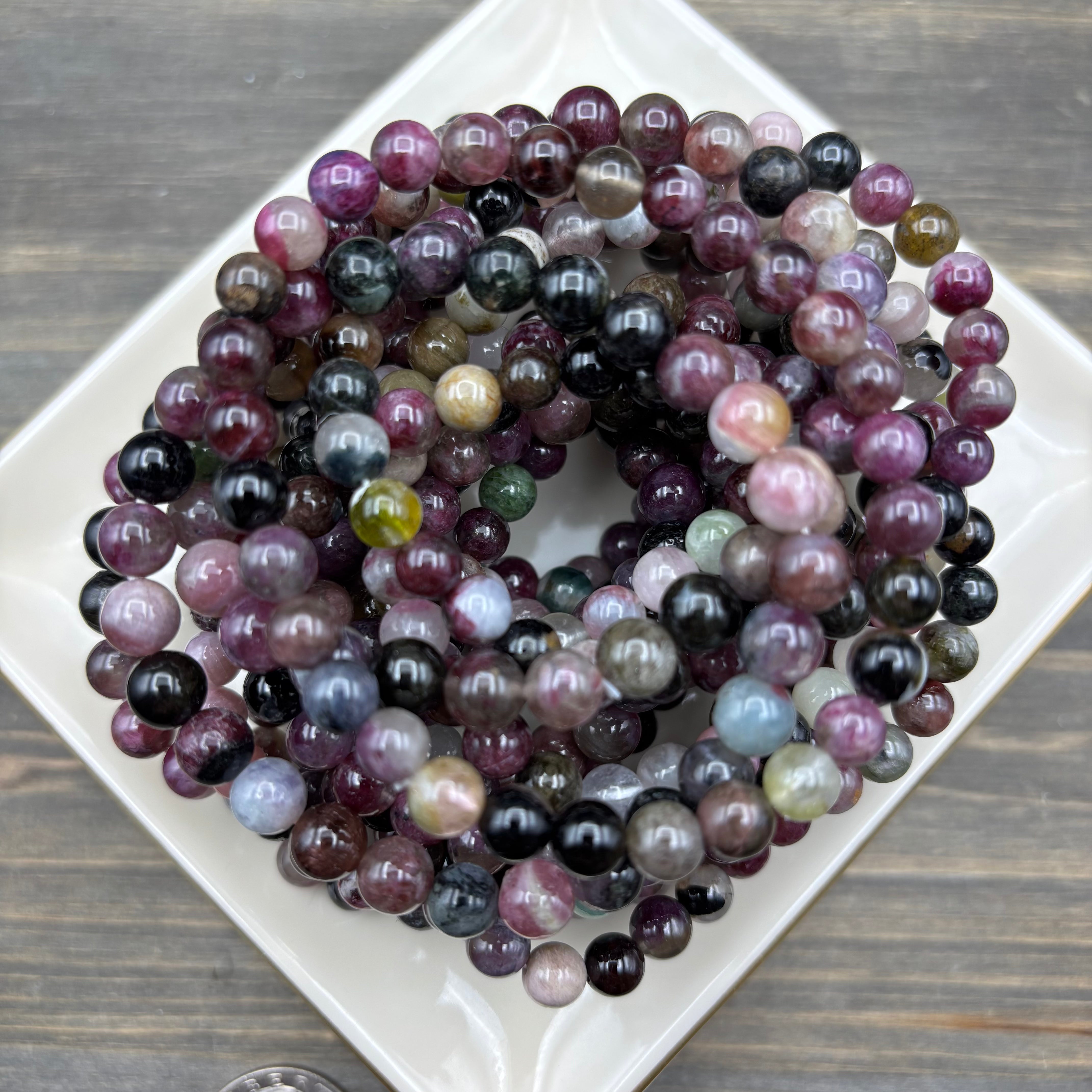 Red and Pink Multicolored Tourmaline Bracelet