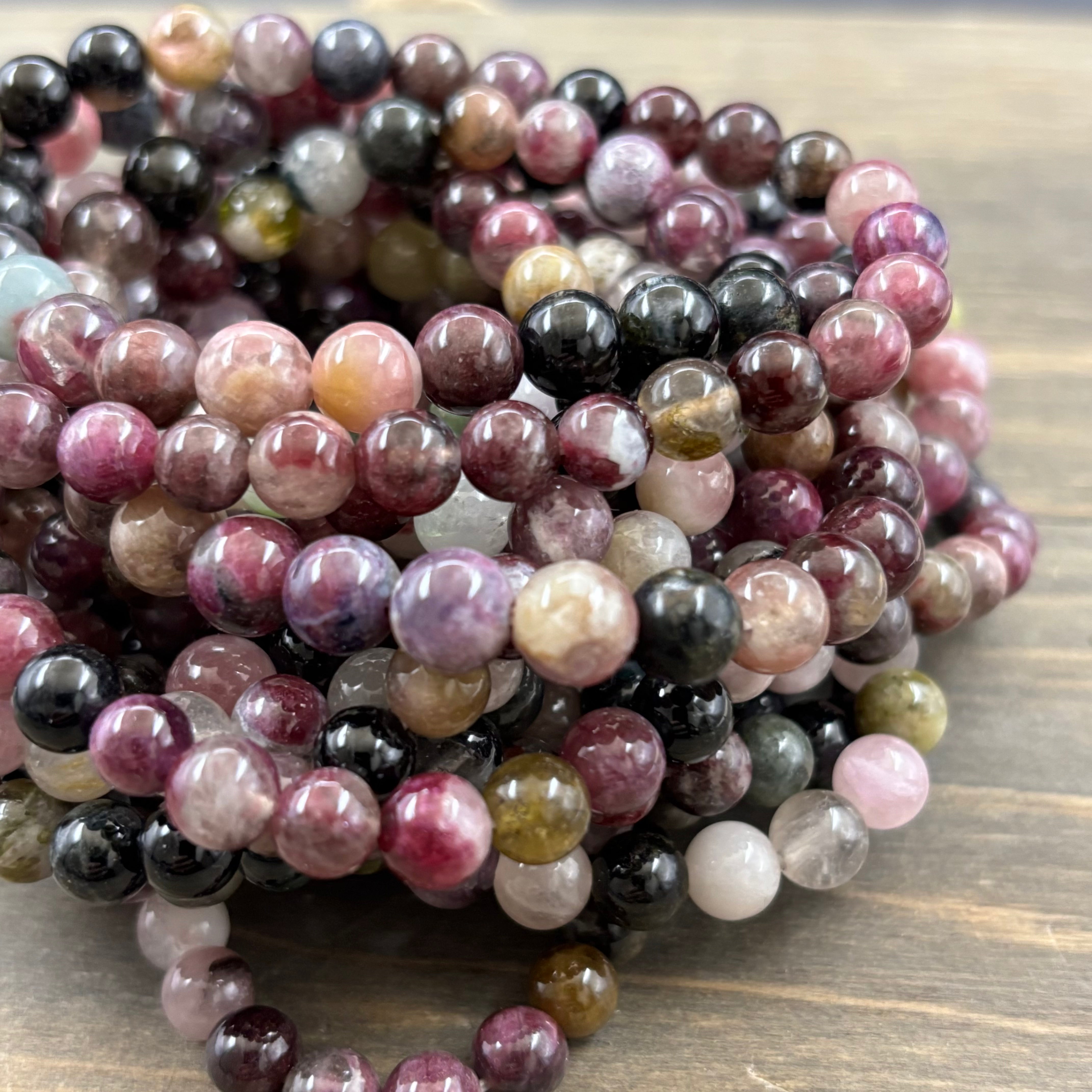 Red and Pink Multicolored Tourmaline Bracelet