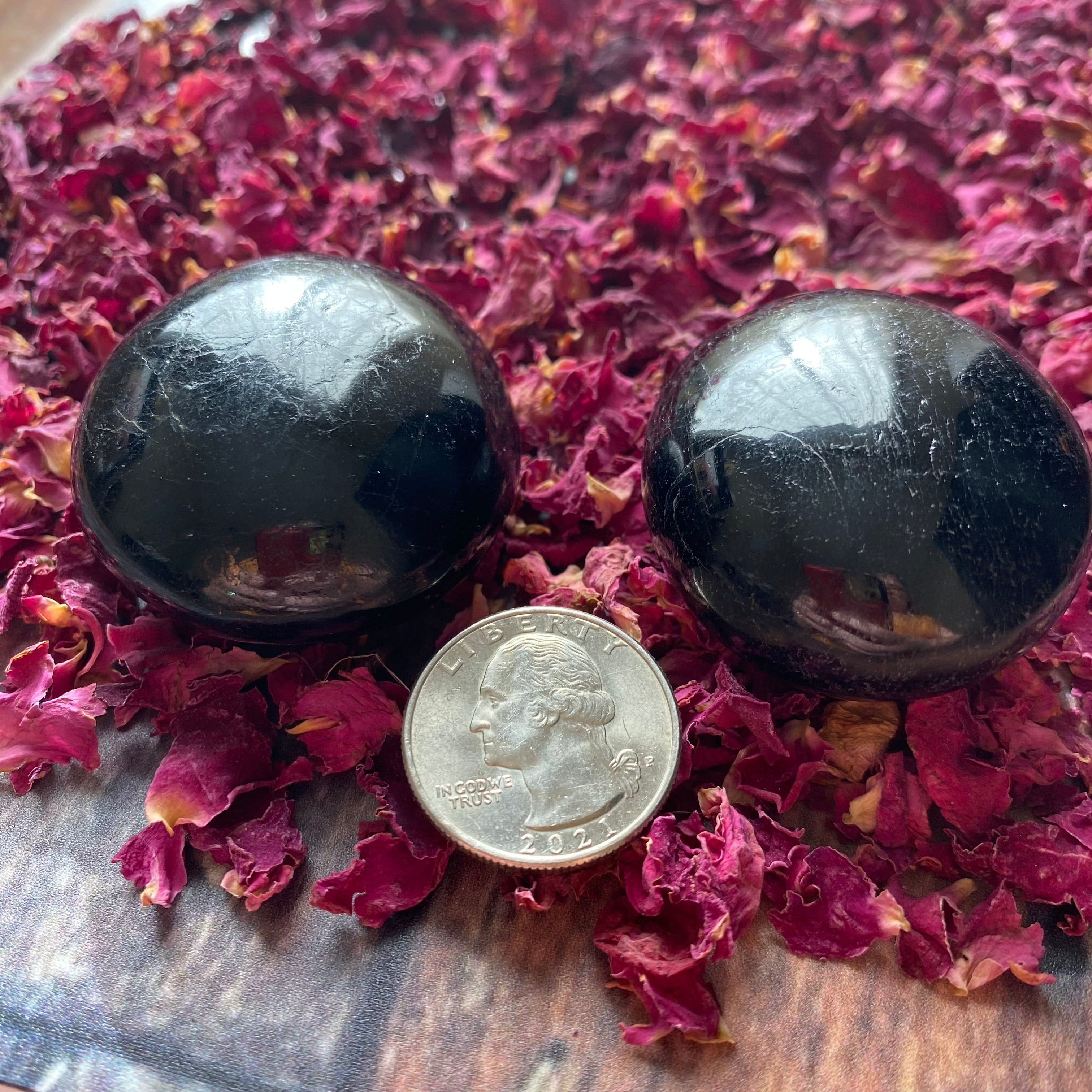 Black Tourmaline Palm Stone Pair