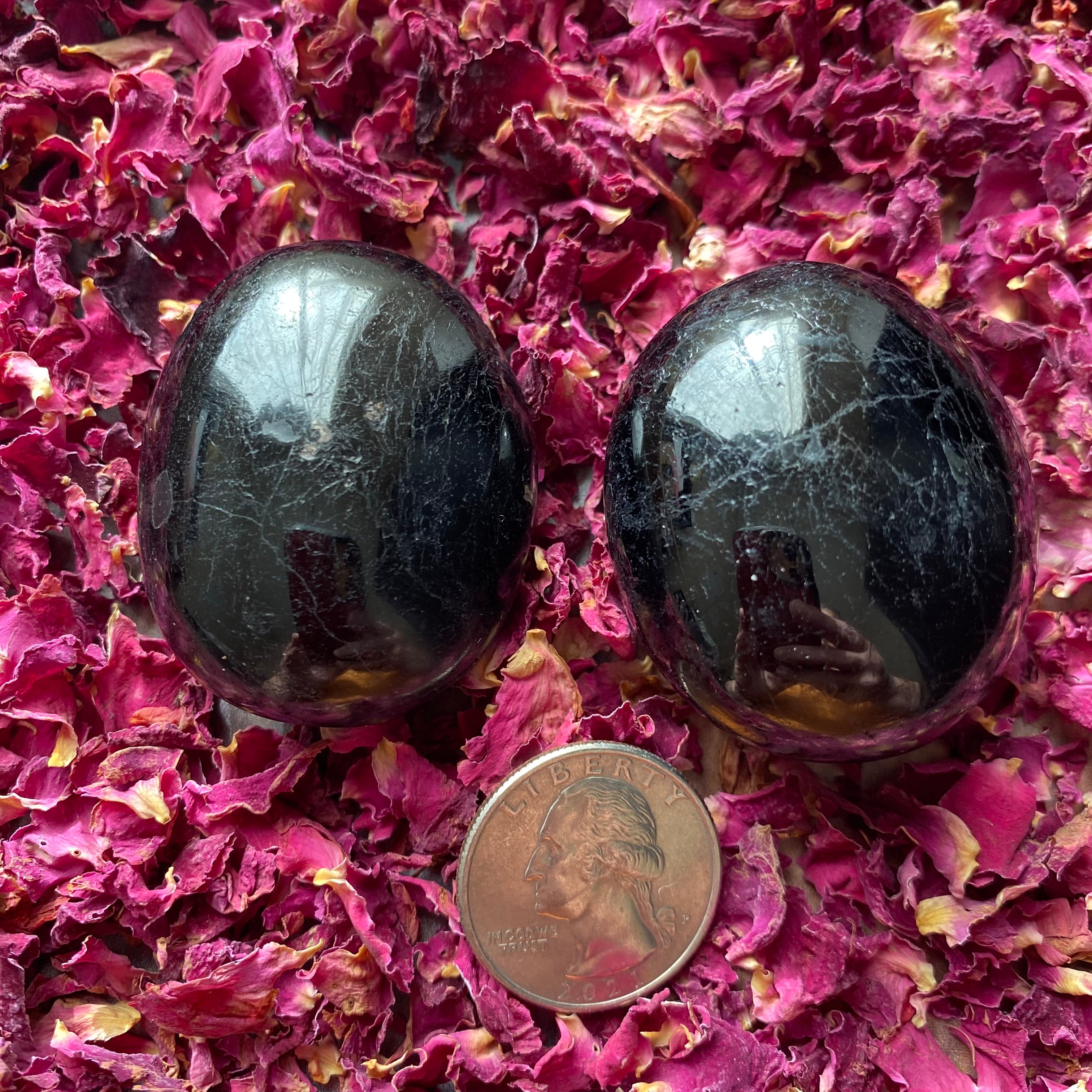 Black Tourmaline Palm Stone Pair