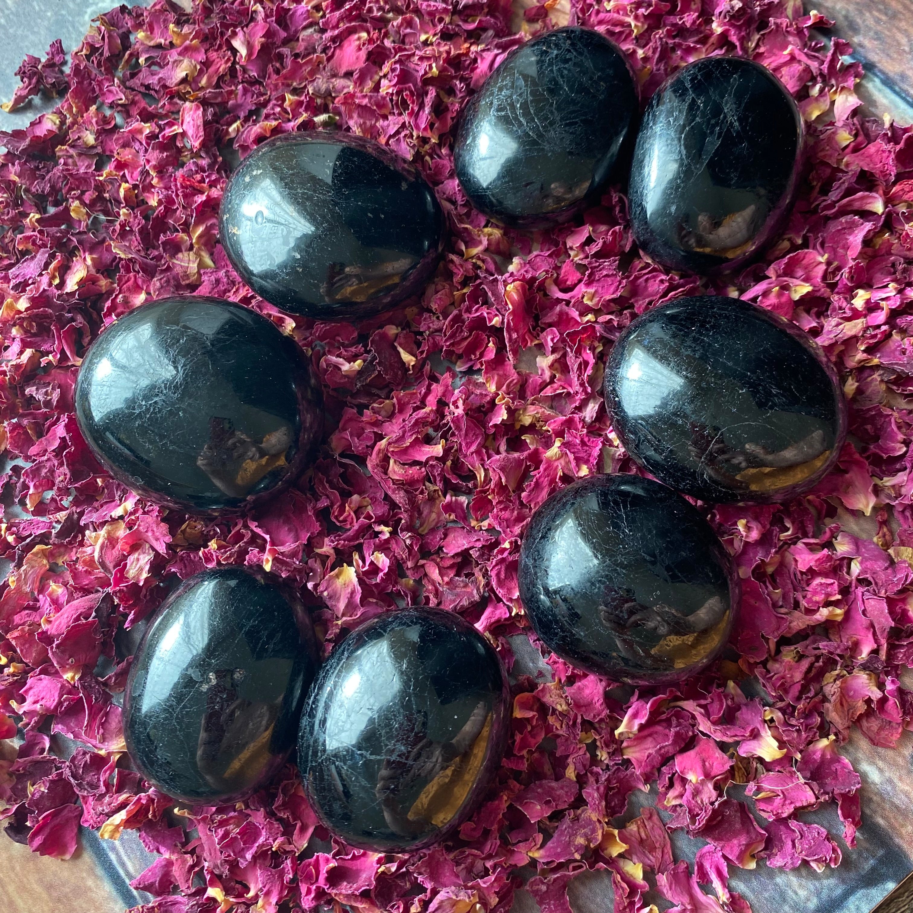 Black Tourmaline Palm Stone Pair