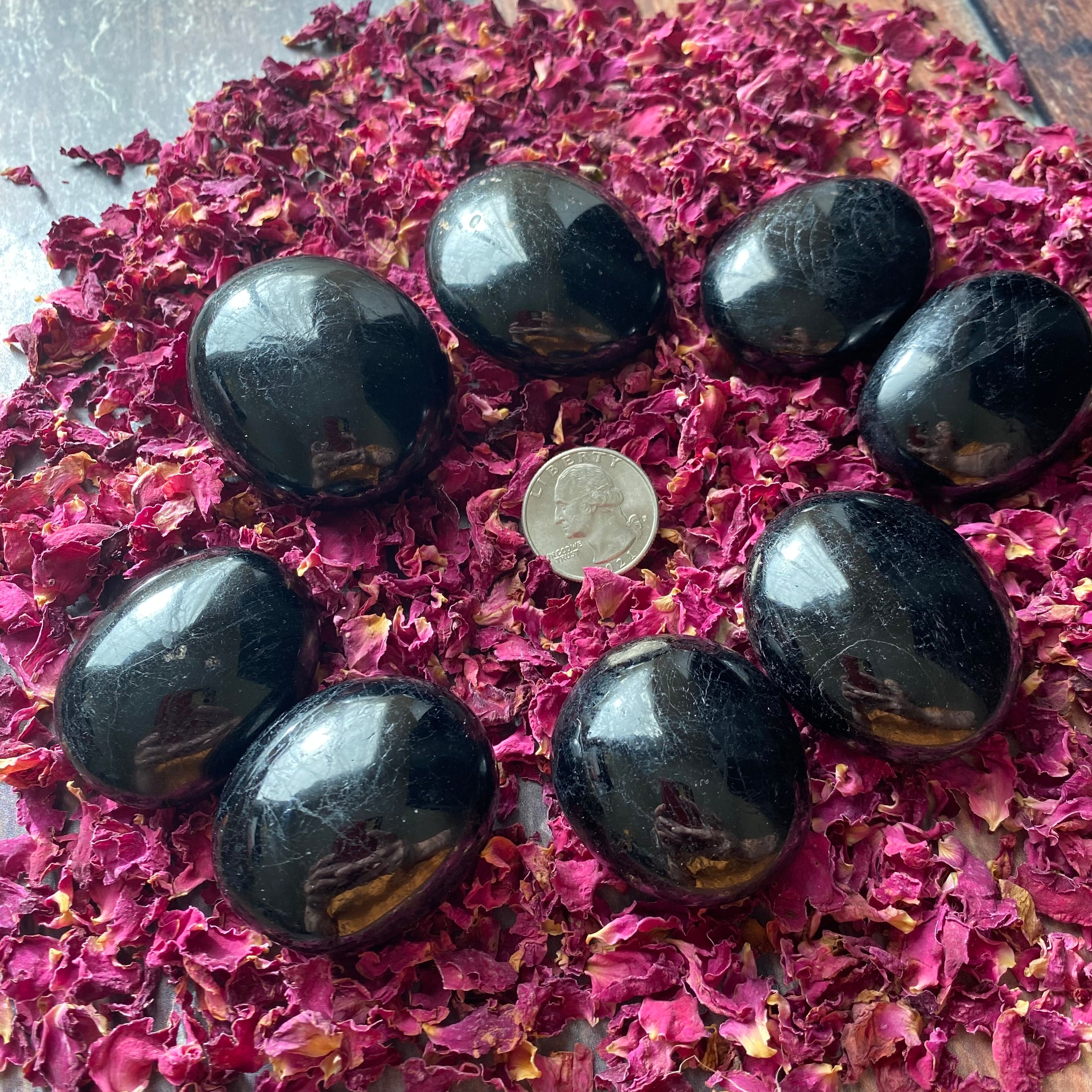 Black Tourmaline Palm Stone Pair