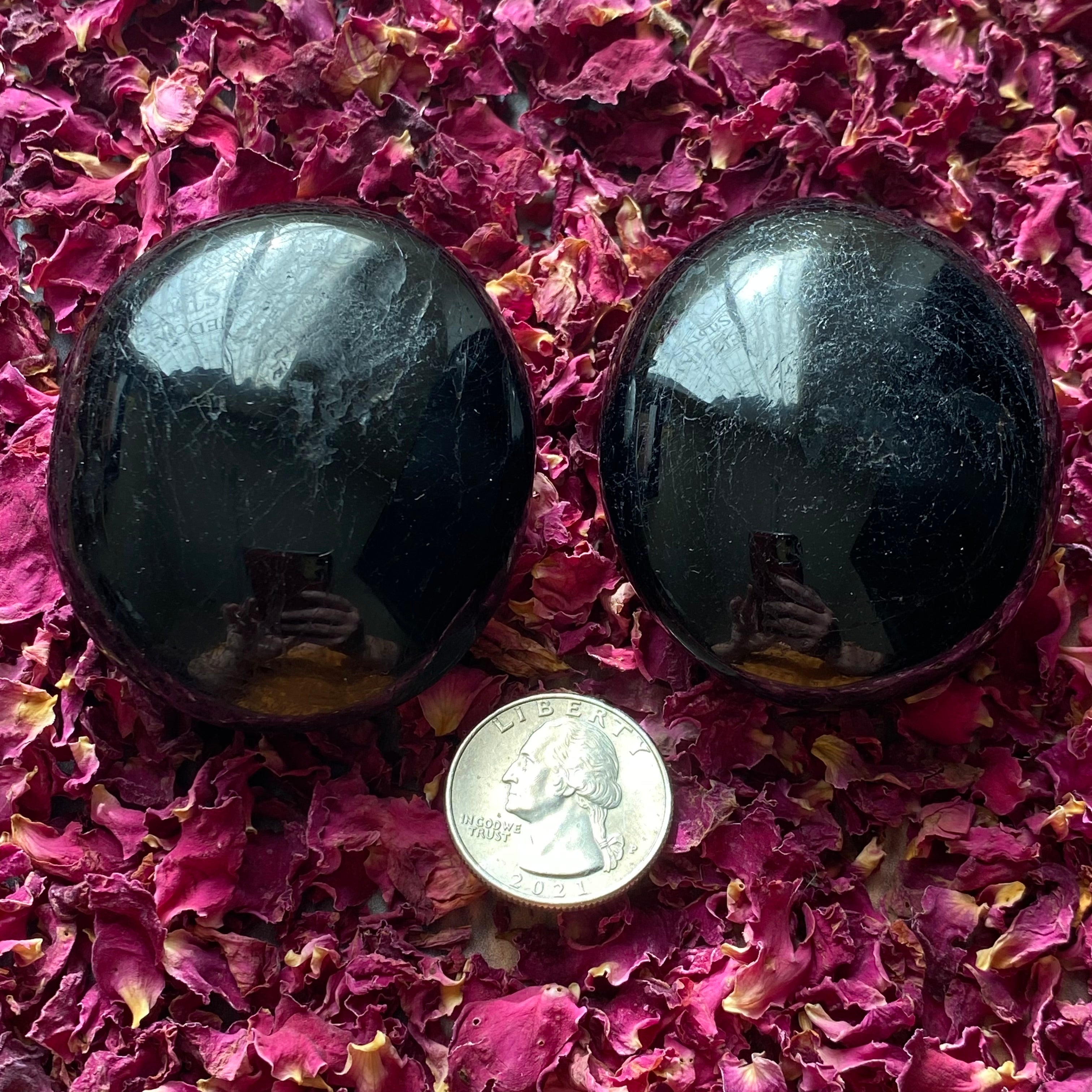 Black Tourmaline Palm Stone Pair