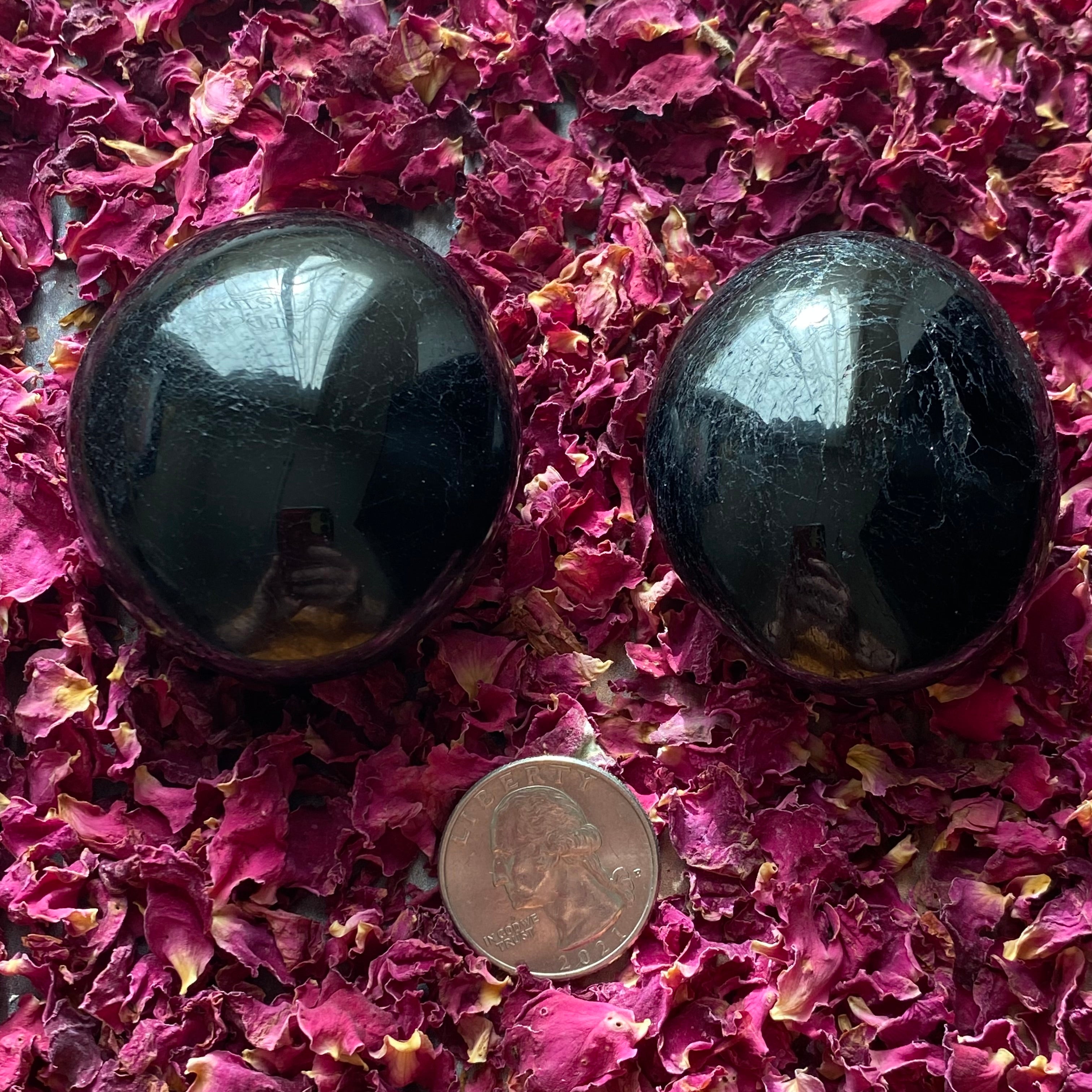 Black Tourmaline Palm Stone Pair