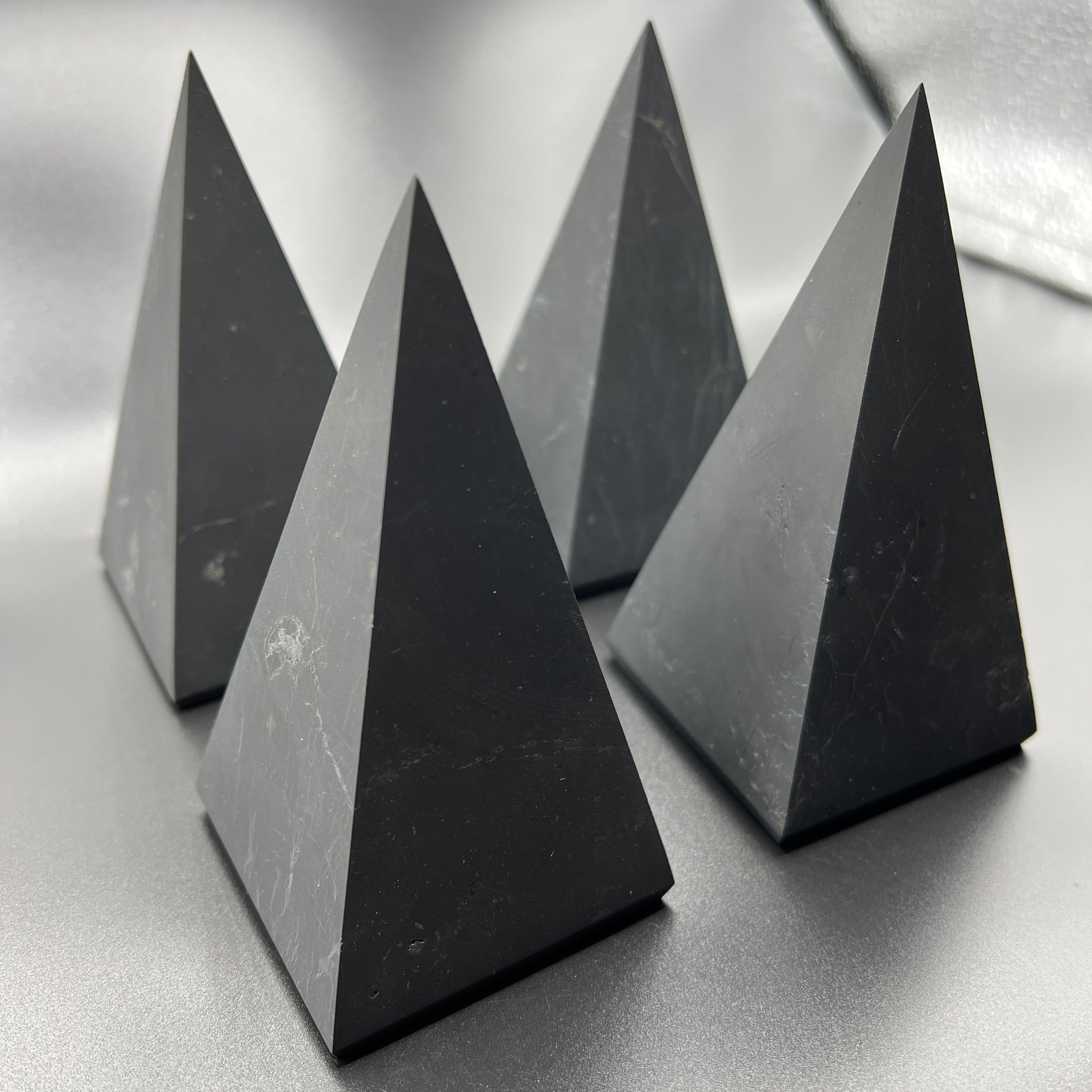 Shungite Golden Ratio Pyramid, Kit of 4