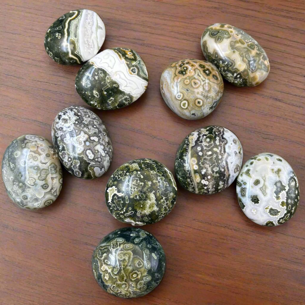 7th Vein Green Ocean Jasper Palm Pair