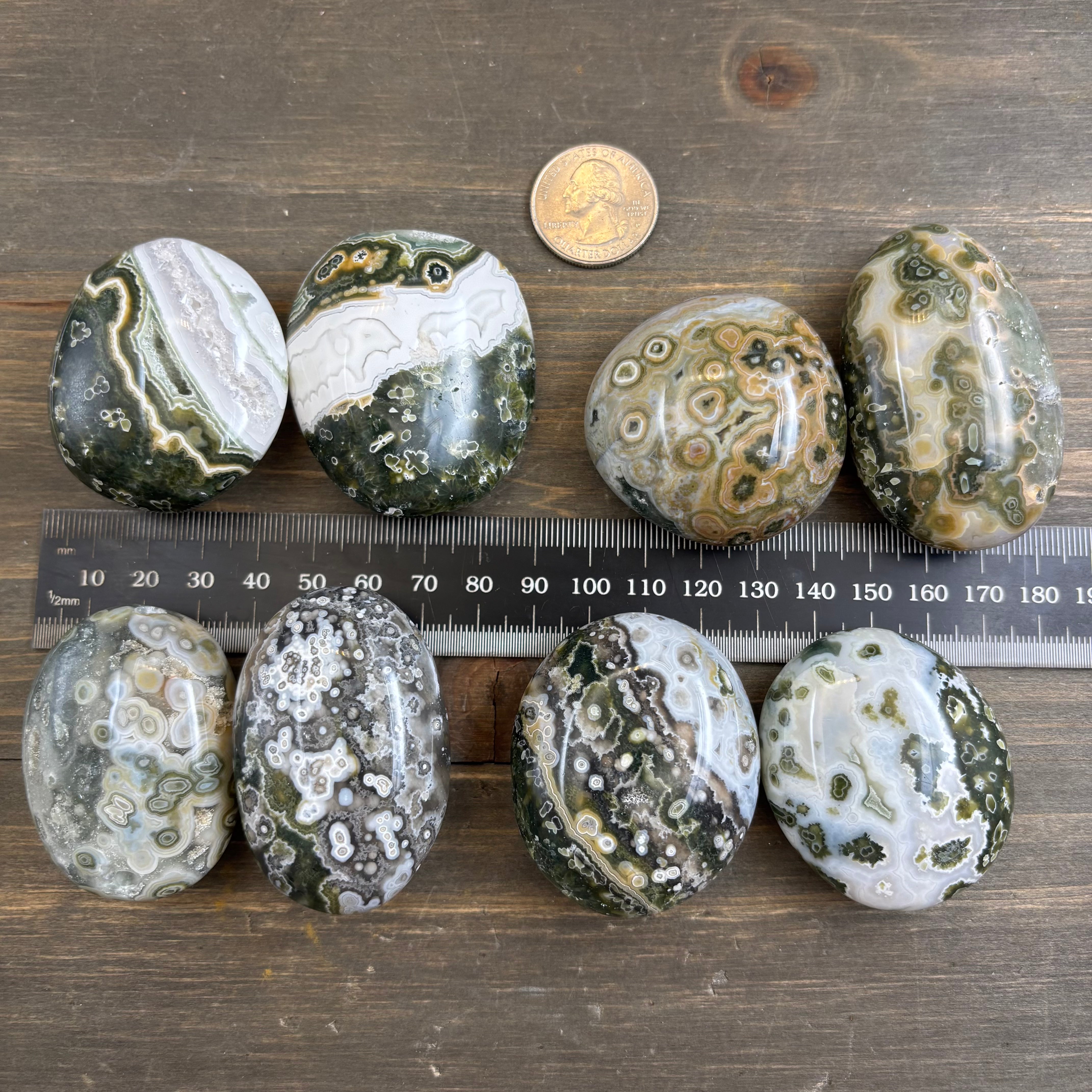 7th Vein Green Ocean Jasper Palm Pair