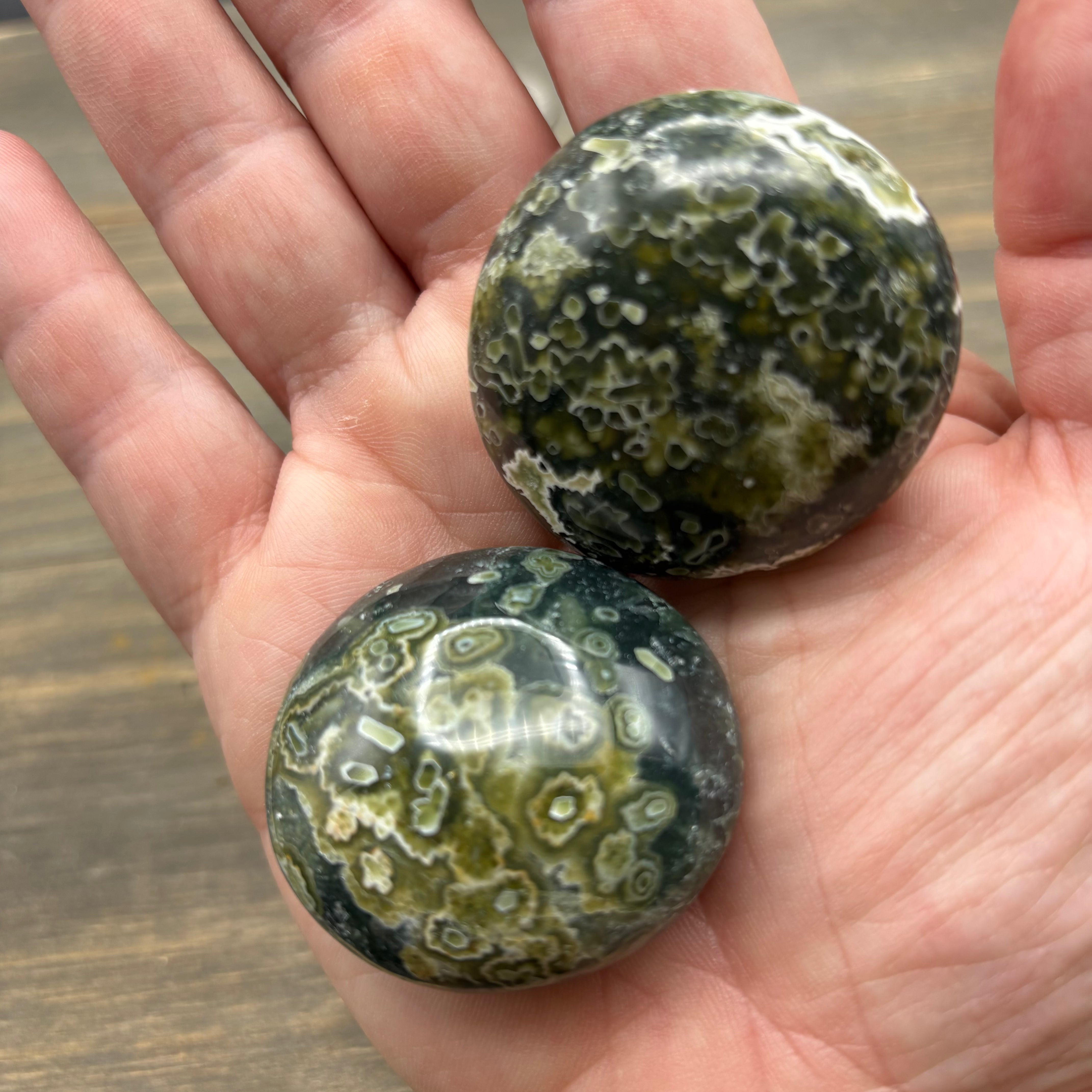 7th Vein Green Ocean Jasper Palm Pair