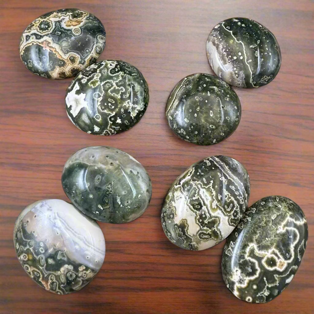 7th Vein Green Ocean Jasper Palm Pair