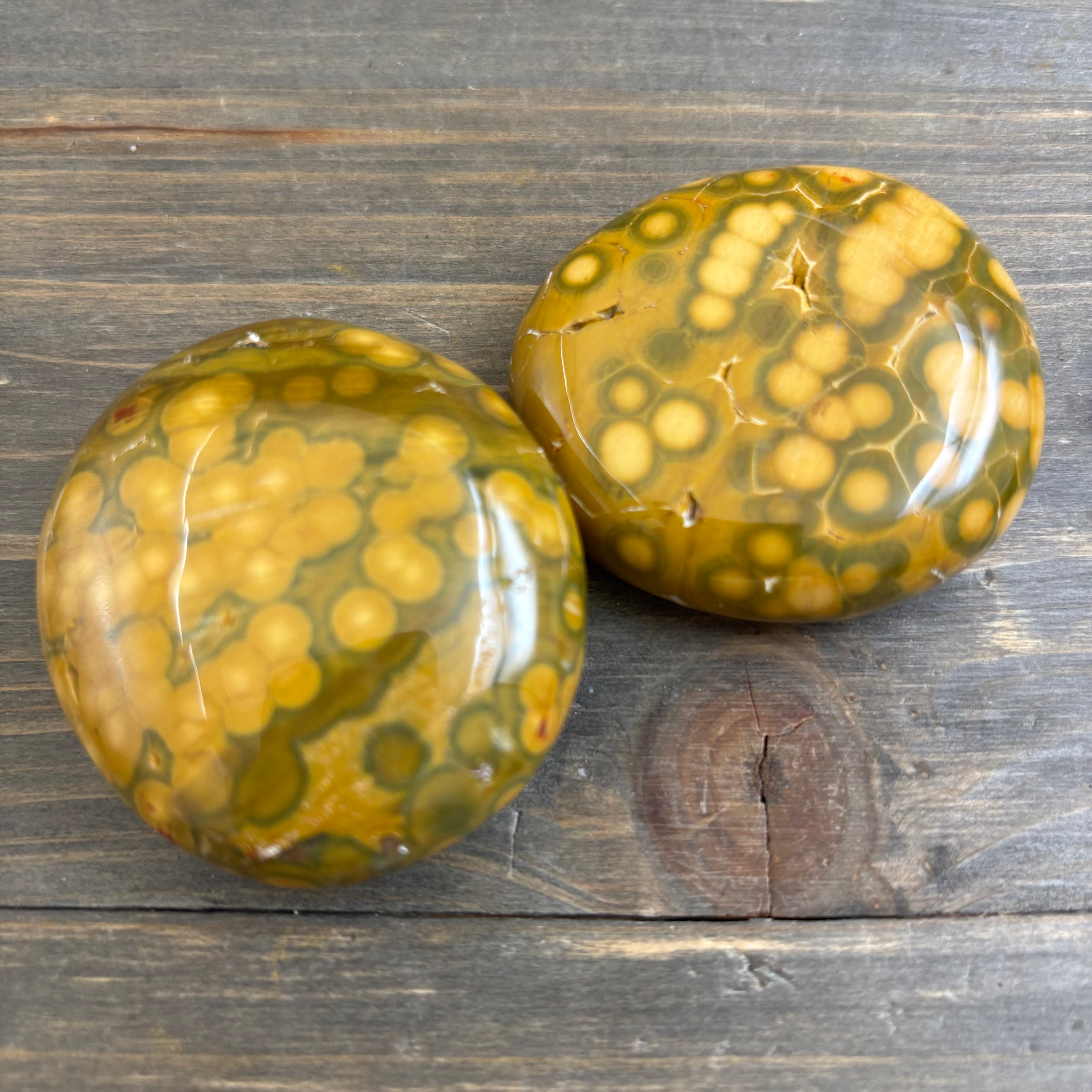Dark Green and Golden Yellow Kabamby Ocean Jasper Palm Pair