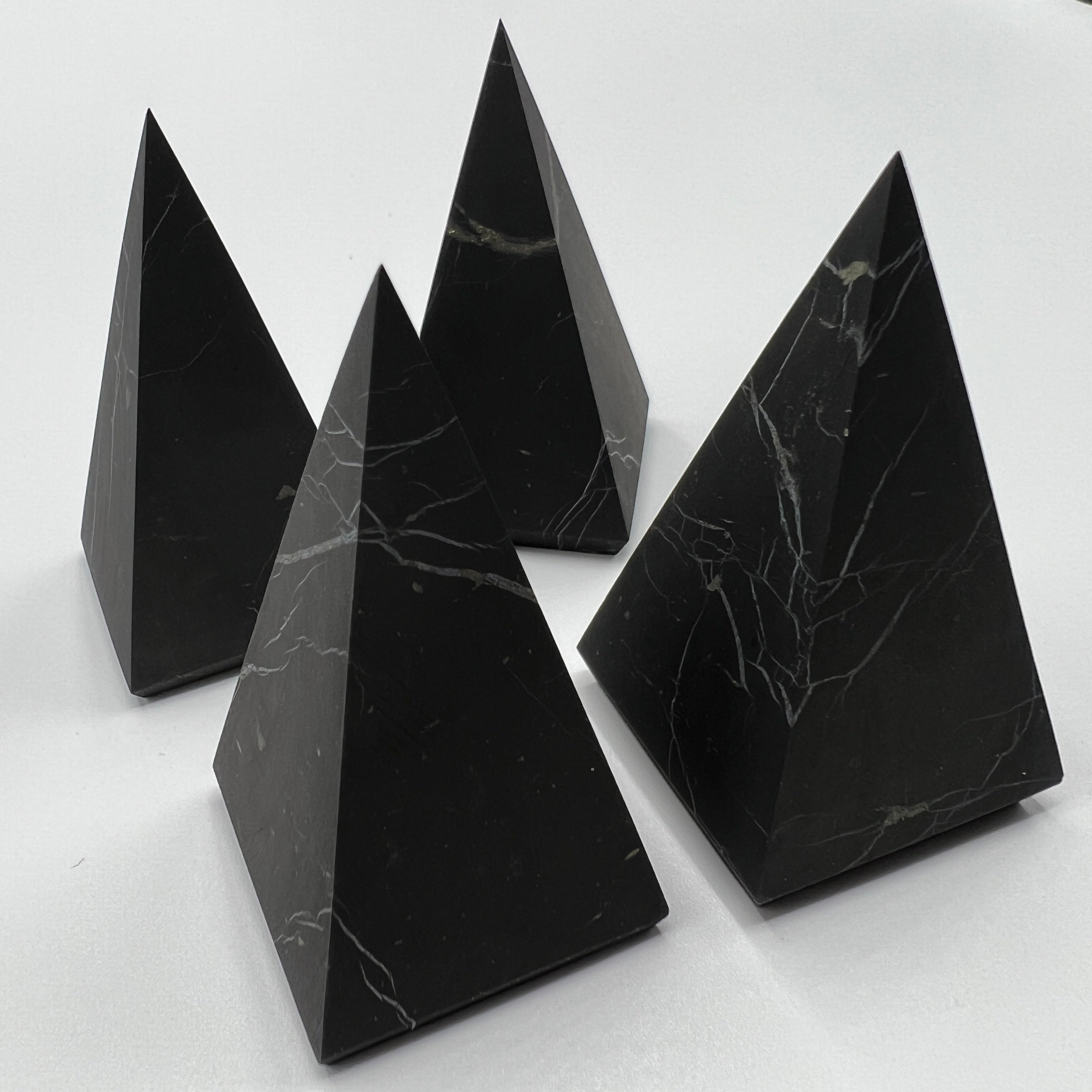 Shungite Golden Ratio Pyramid, Kit of 4