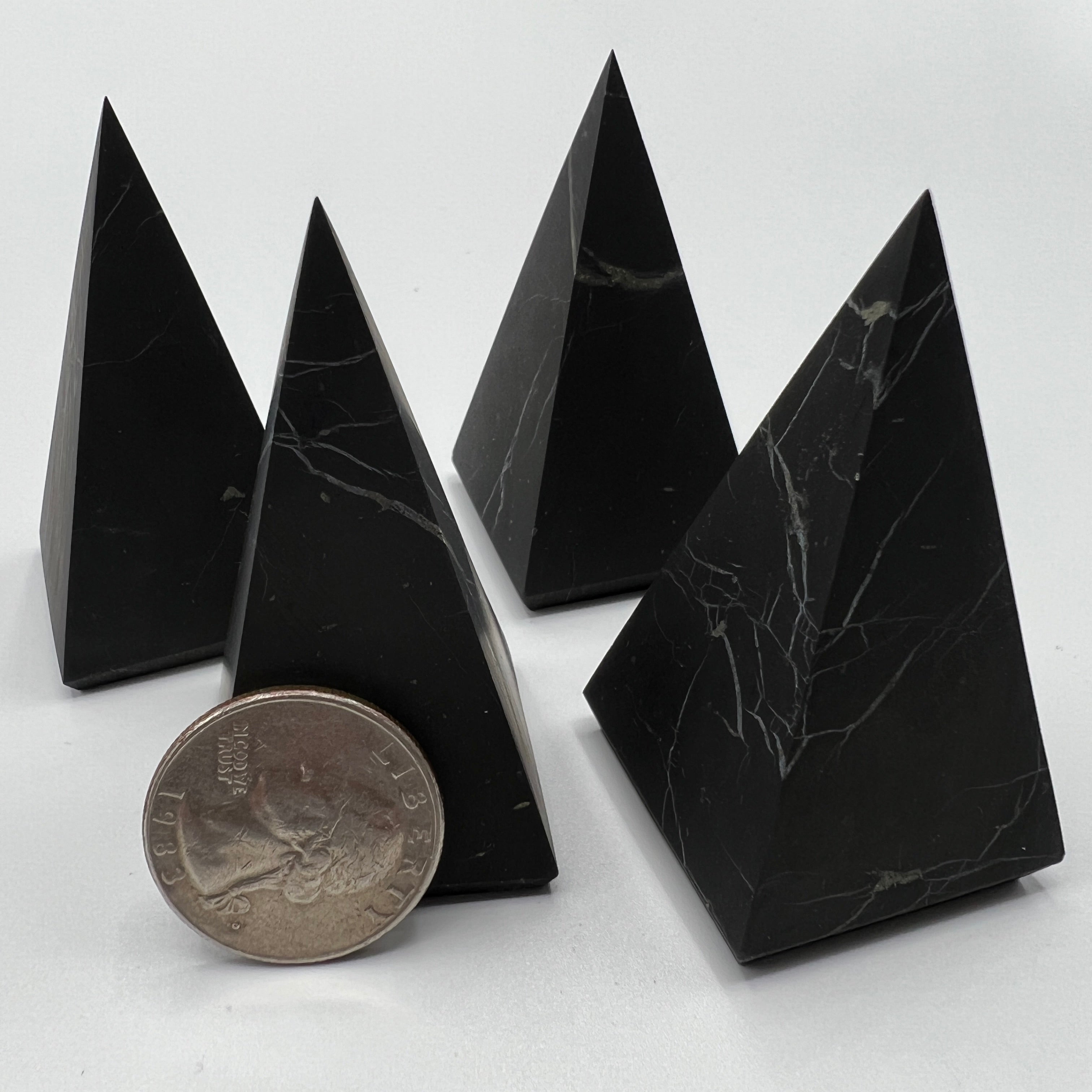 Shungite Golden Ratio Pyramid, Kit of 4