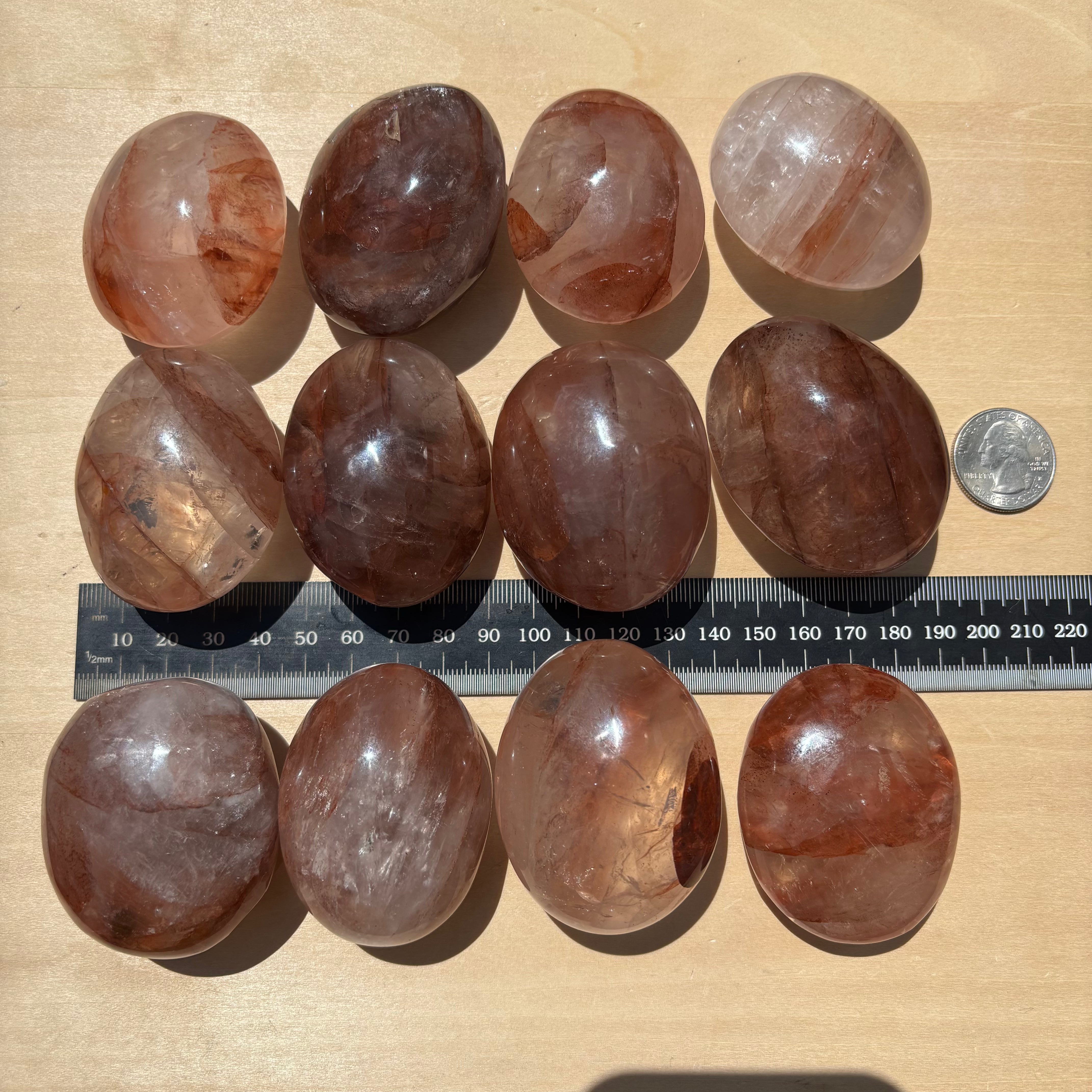 Hematoid Rose Quartz Palm Pair