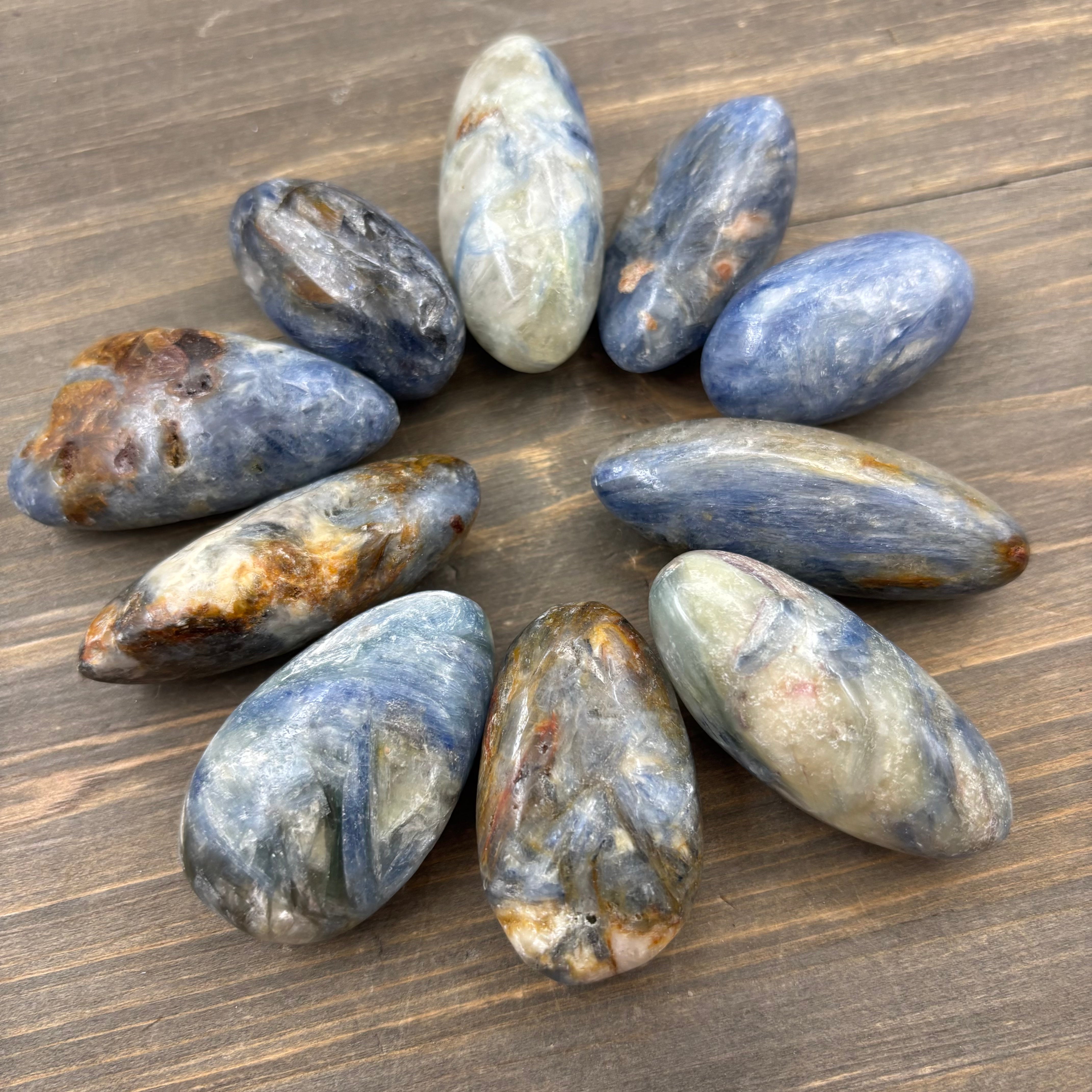Blue Kyanite in Quartz Oval Polished Pair