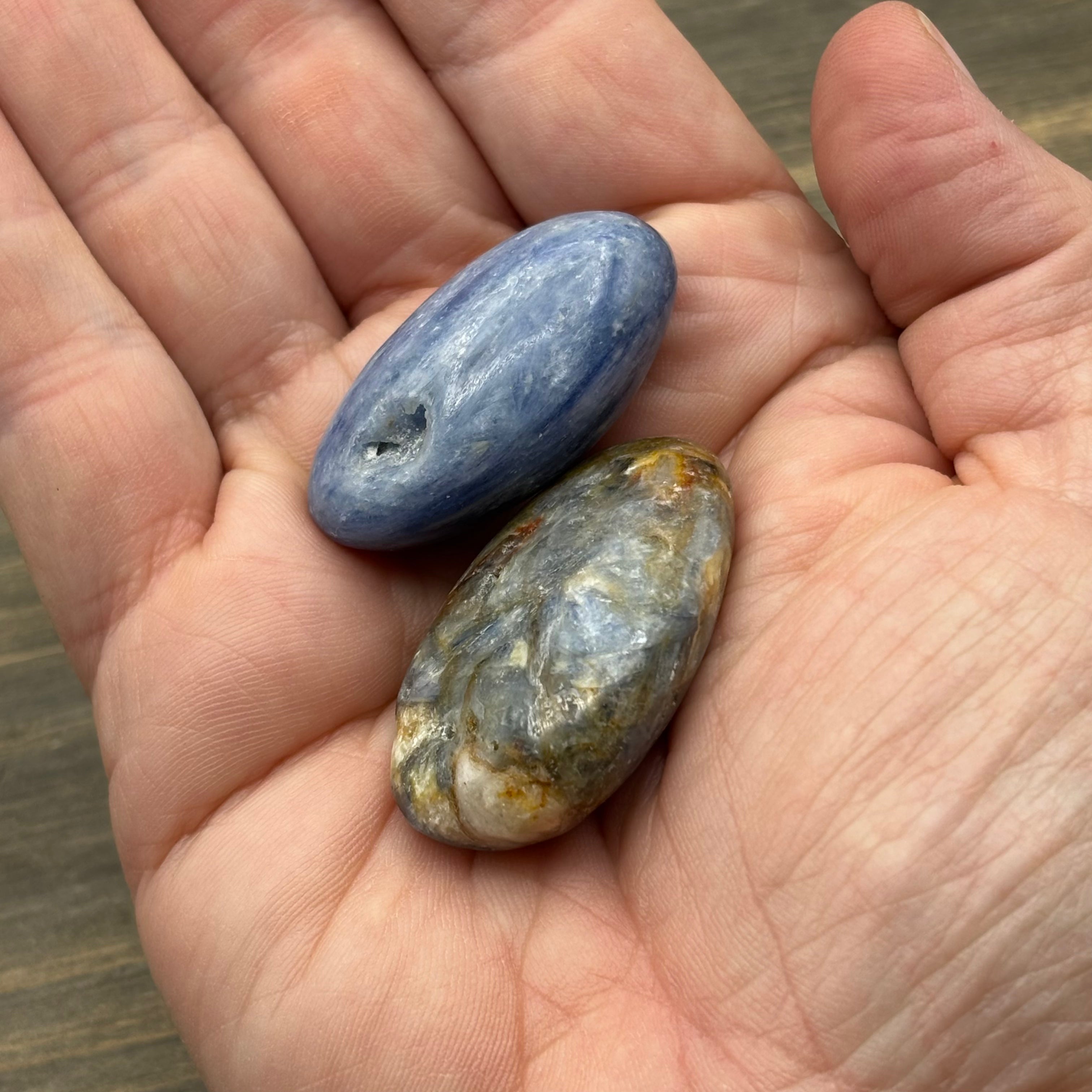Blue Kyanite in Quartz Oval Polished Pair