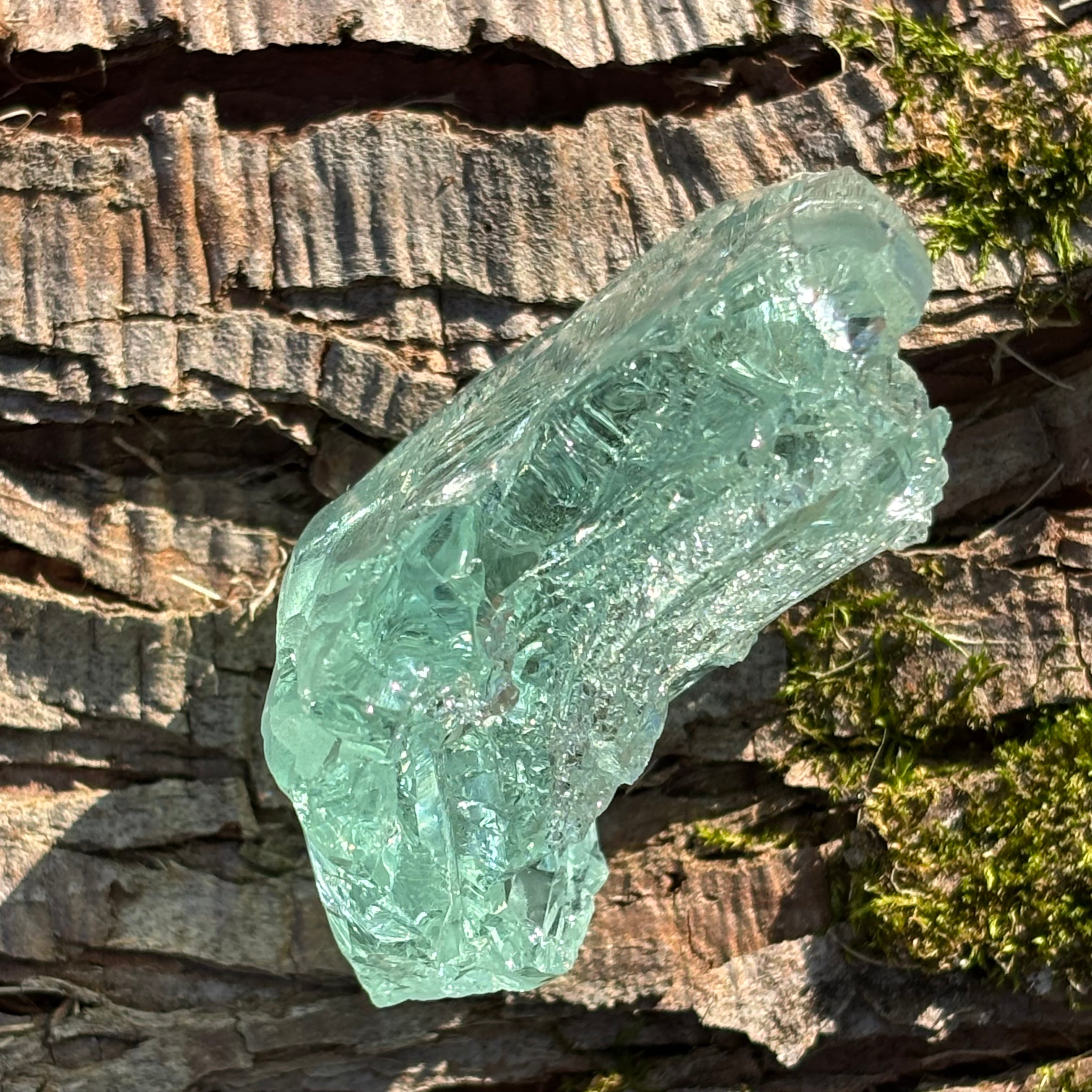 Etched Aquamarine Gem Crystal - 007