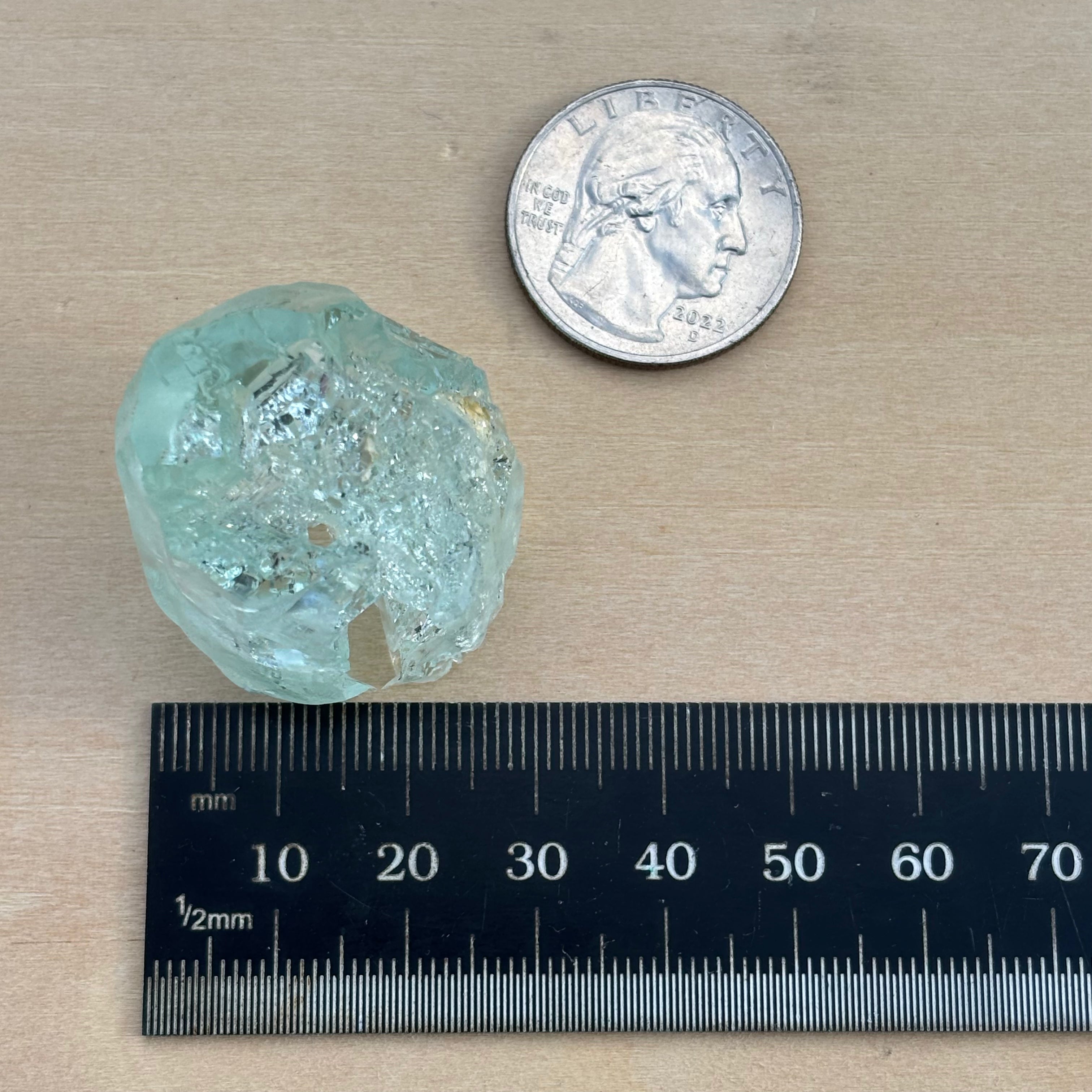 Etched Aquamarine Gem Crystal - 026