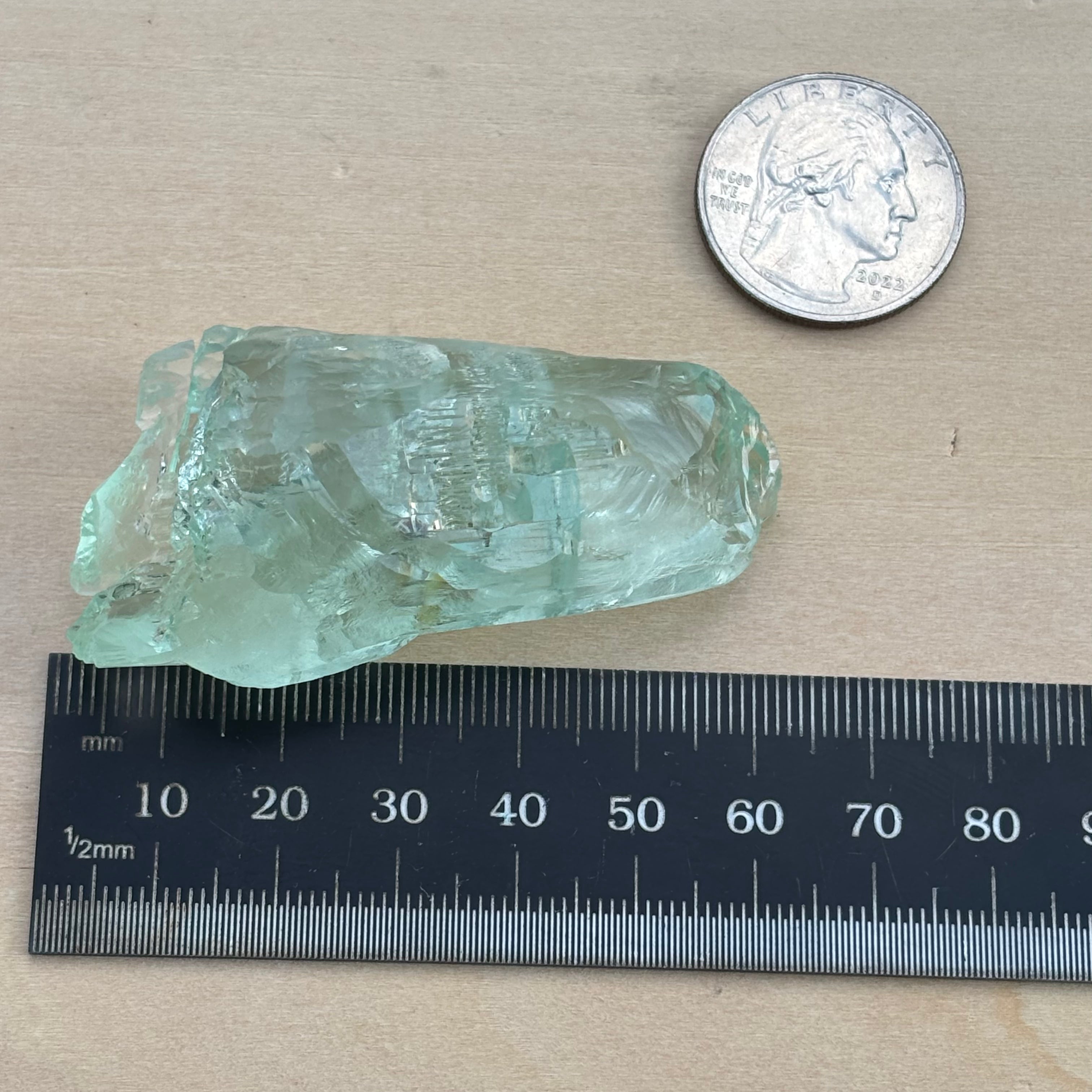 Etched Aquamarine Gem Crystal - 028