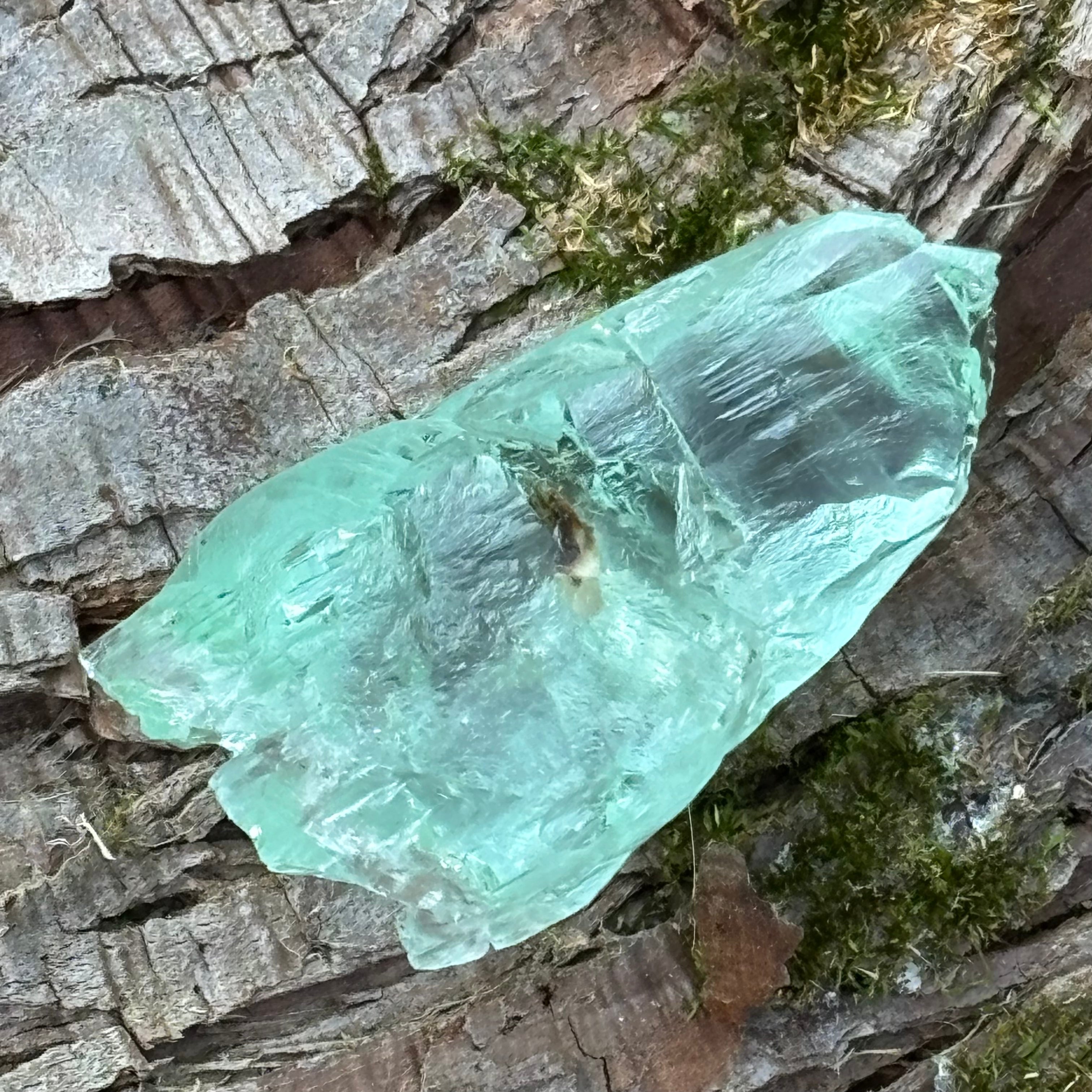 Etched Aquamarine Gem Crystal - 028
