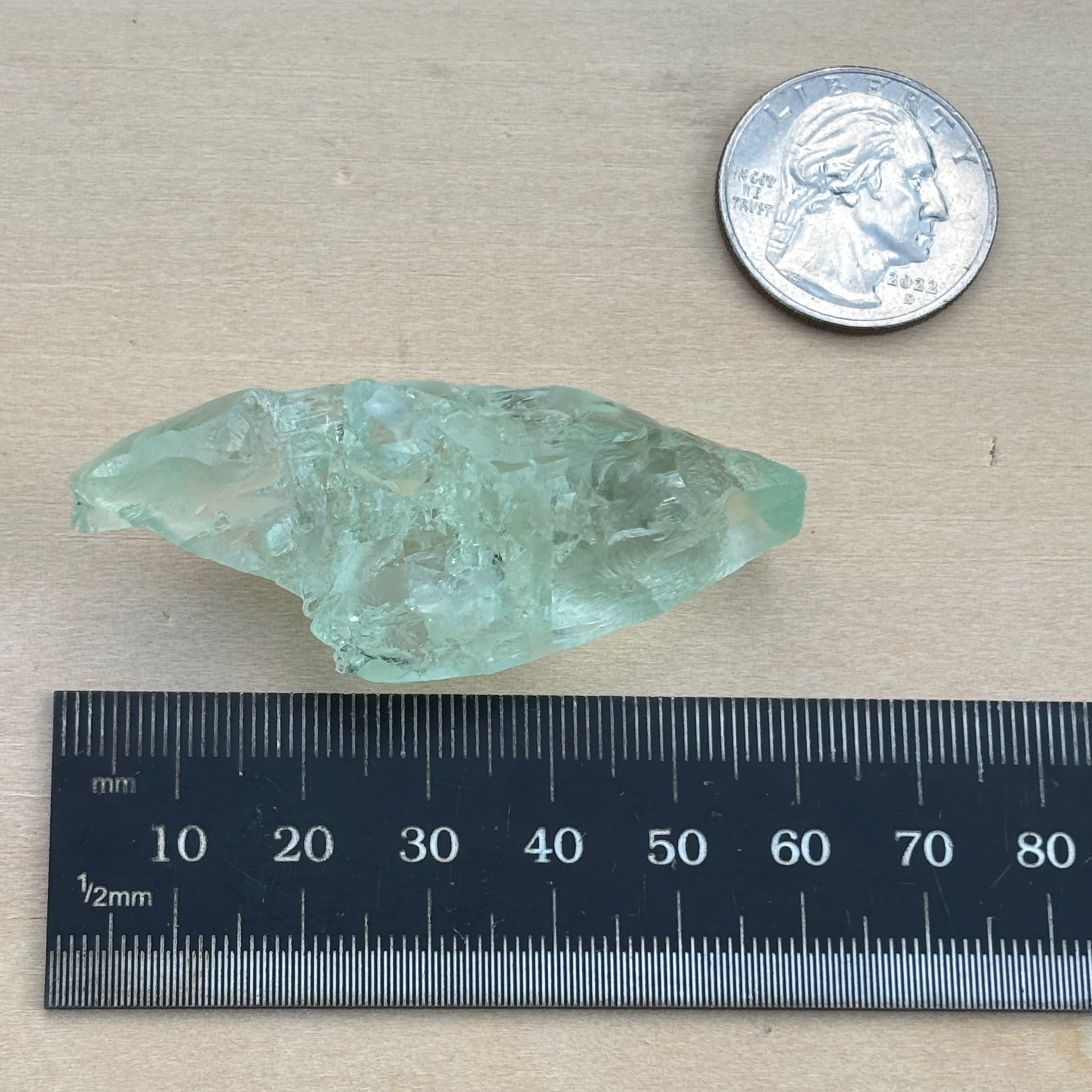 Etched Aquamarine Gem Crystal - 029