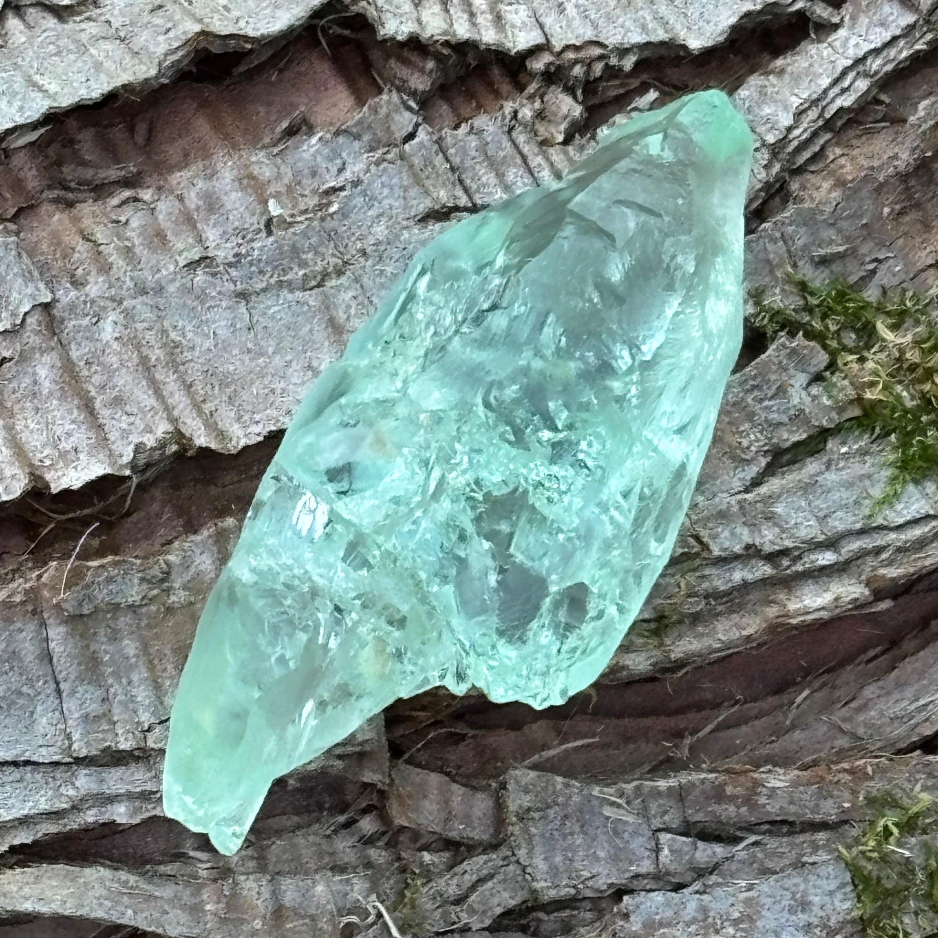 Etched Aquamarine Gem Crystal - 029