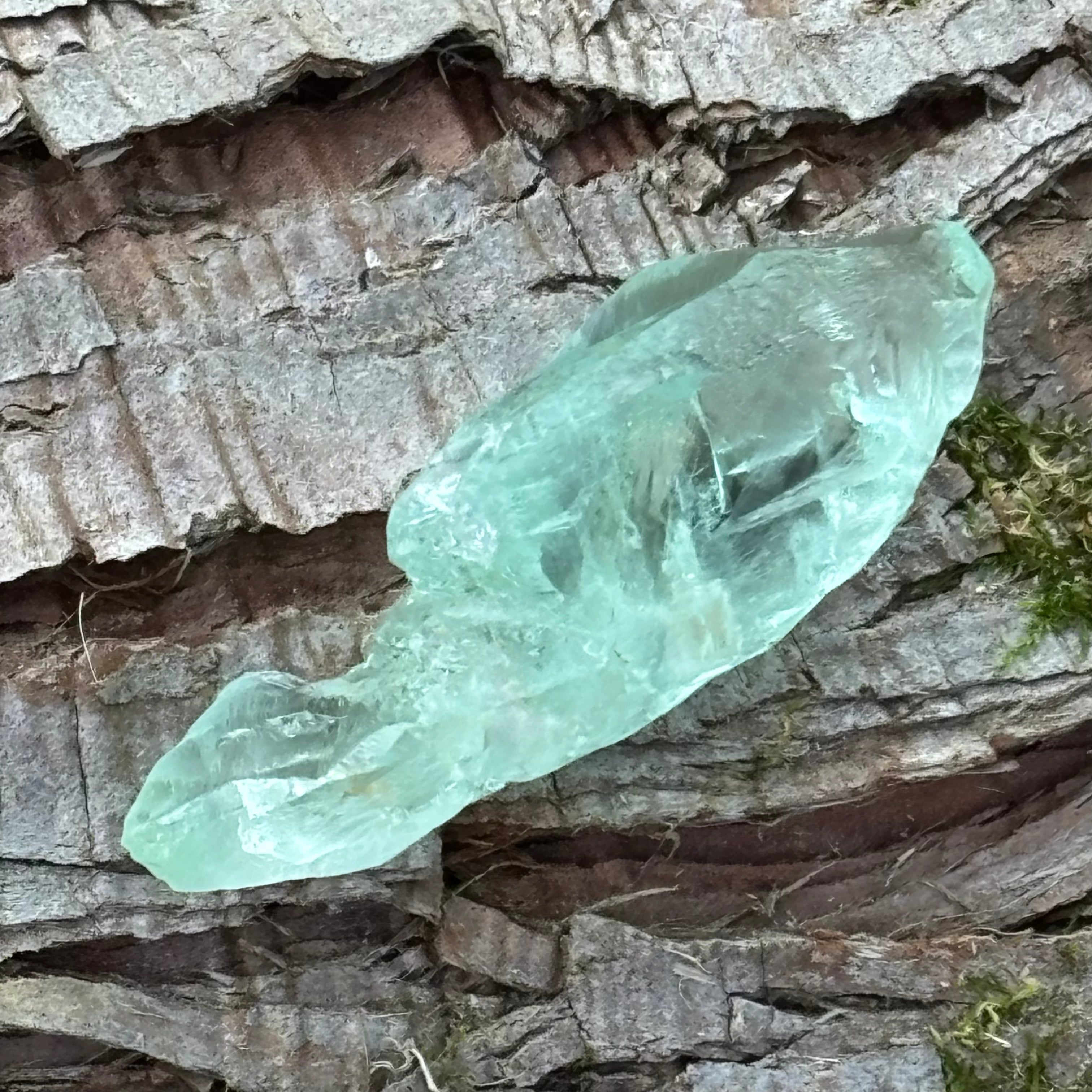Etched Aquamarine Gem Crystal - 029
