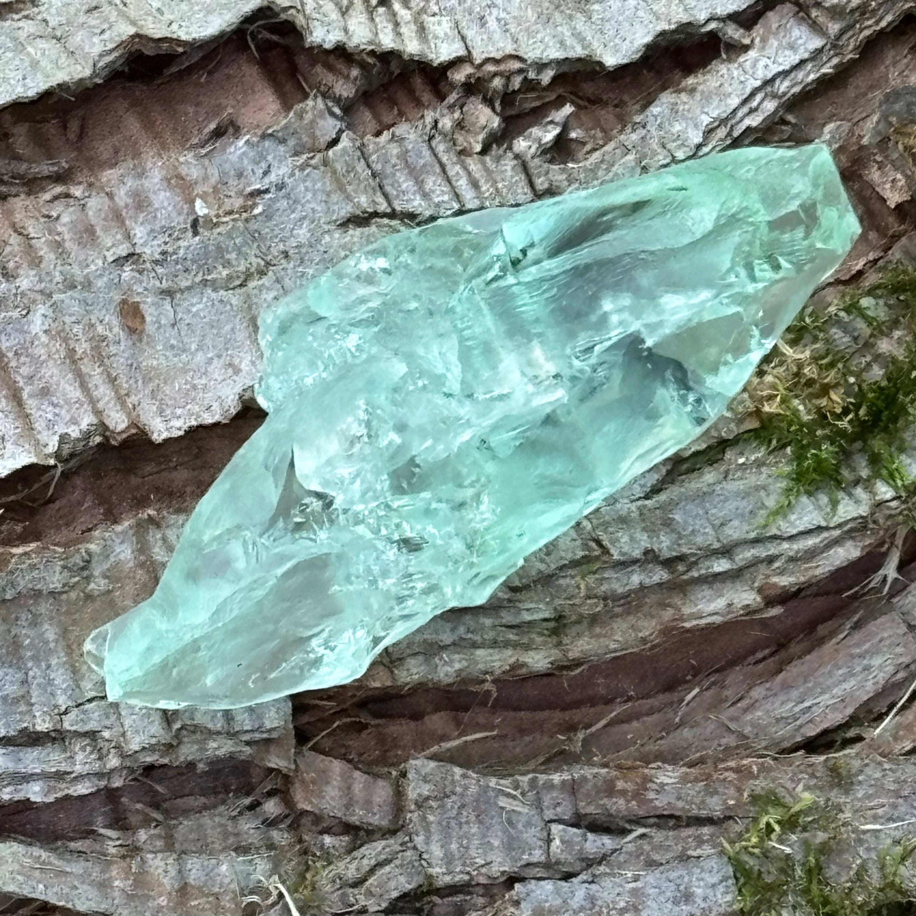 Etched Aquamarine Gem Crystal - 029