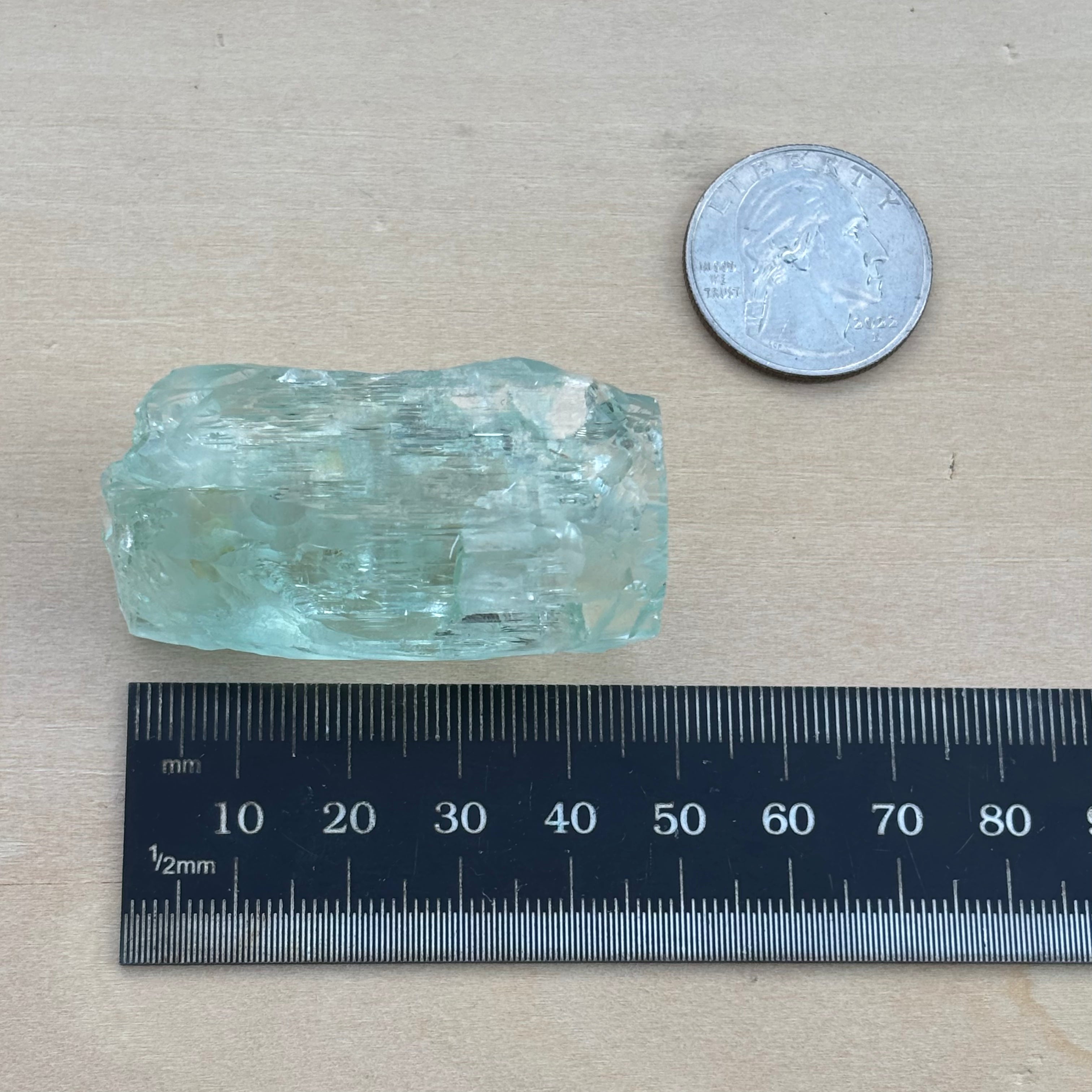 Etched Aquamarine Gem Crystal - 034