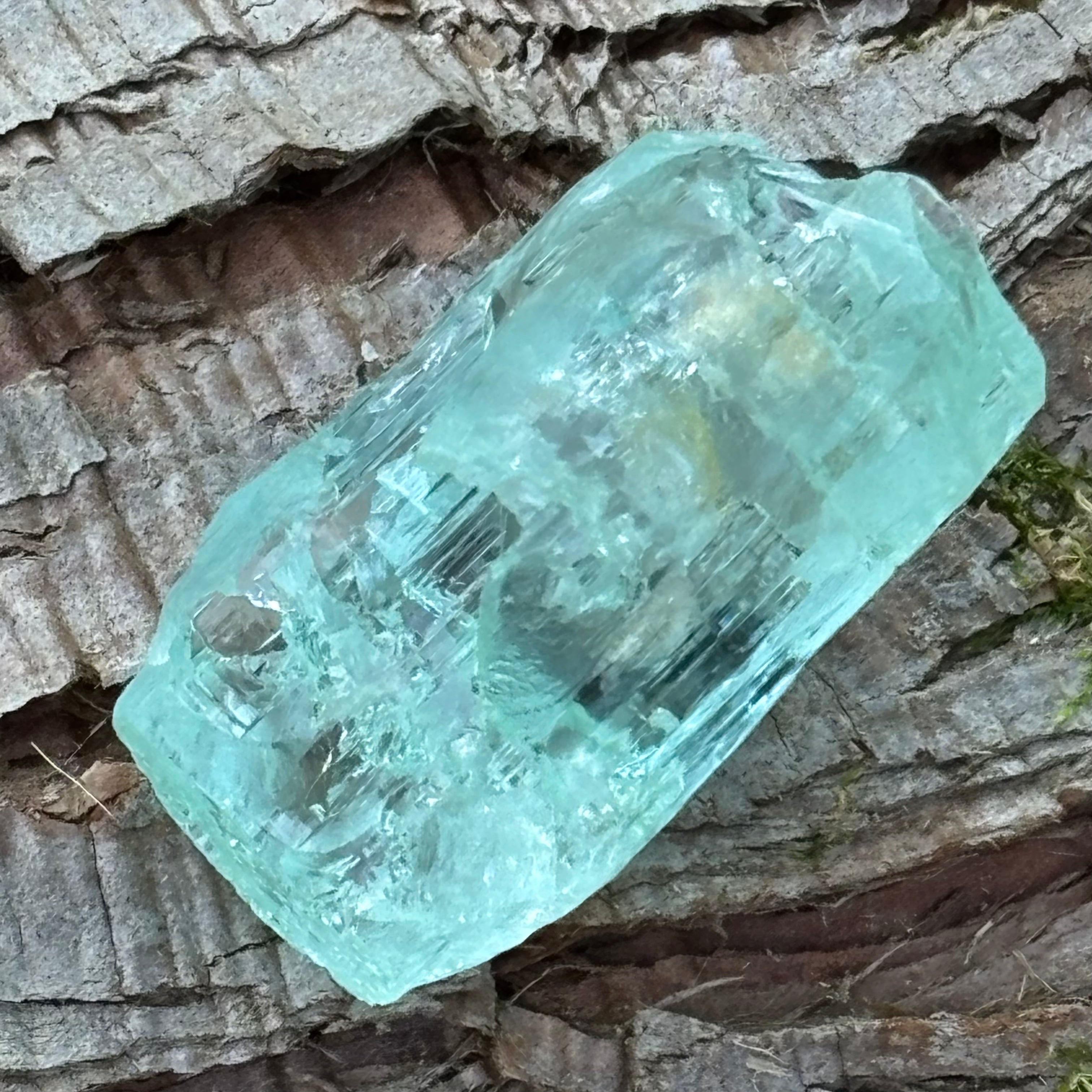 Etched Aquamarine Gem Crystal - 034