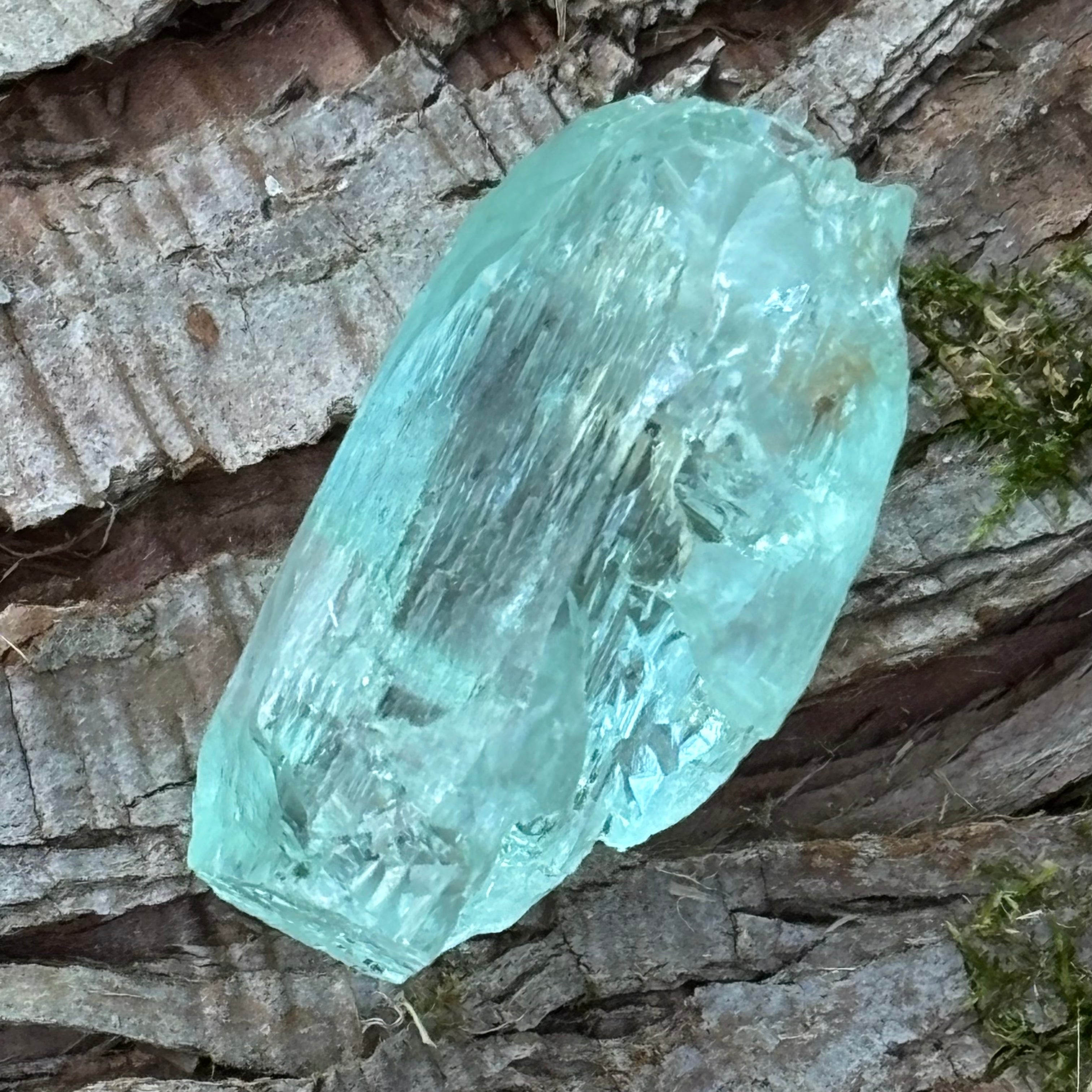 Etched Aquamarine Gem Crystal - 034
