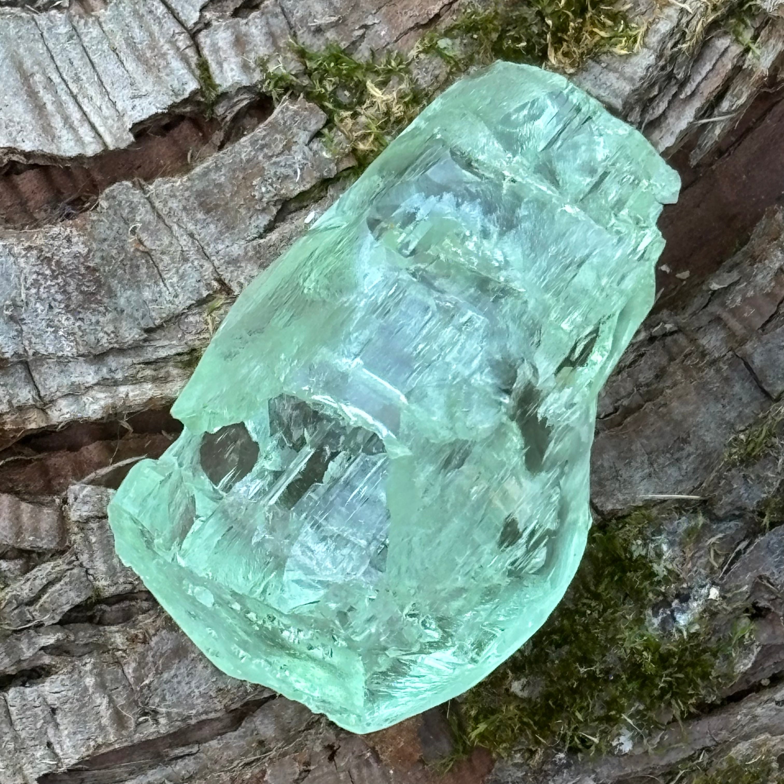 Etched Aquamarine Gem Crystal - 035