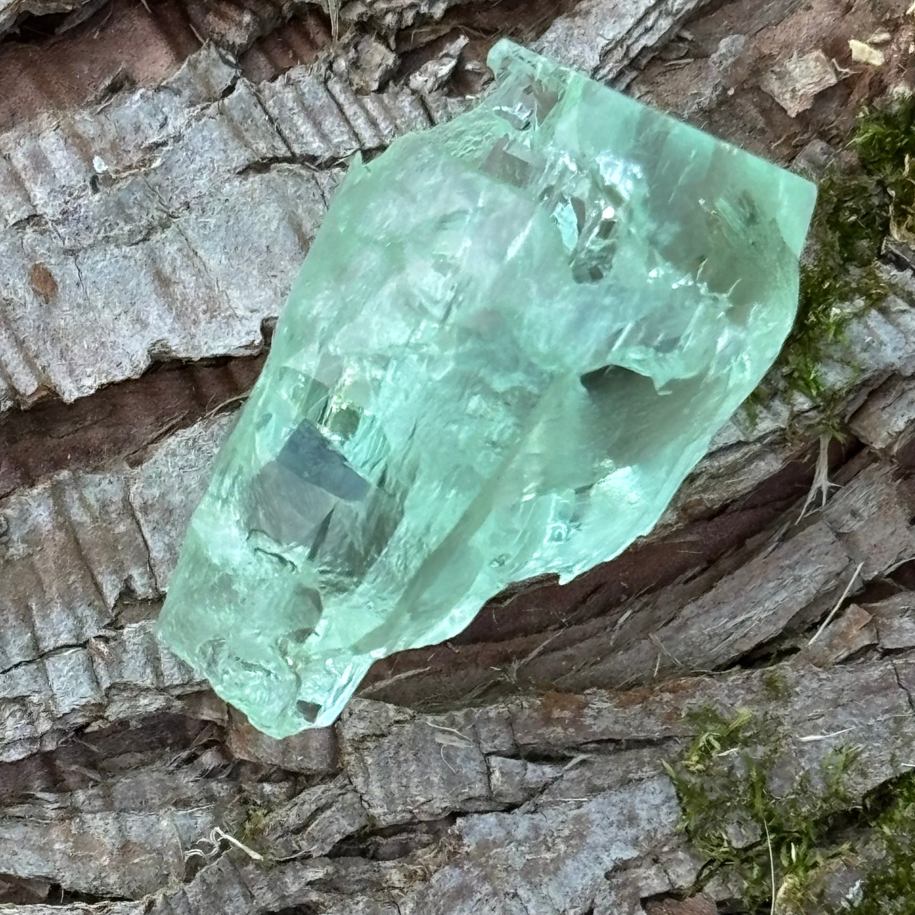 Etched Aquamarine Gem Crystal - 035
