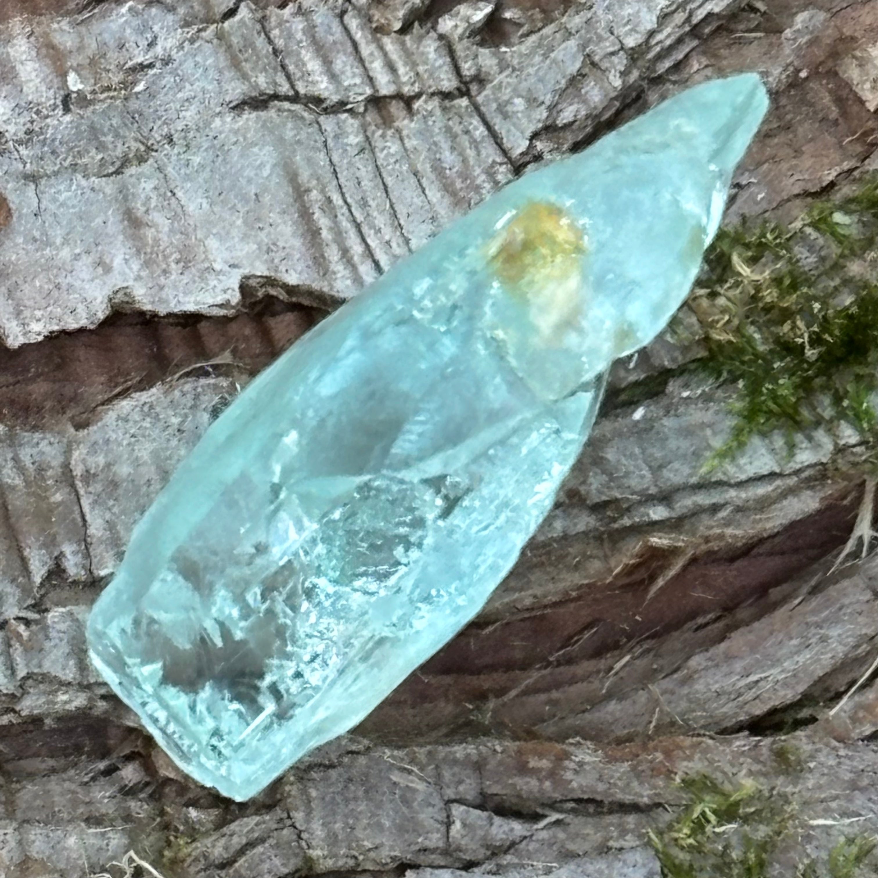 Etched Aquamarine Gem Crystal - 036