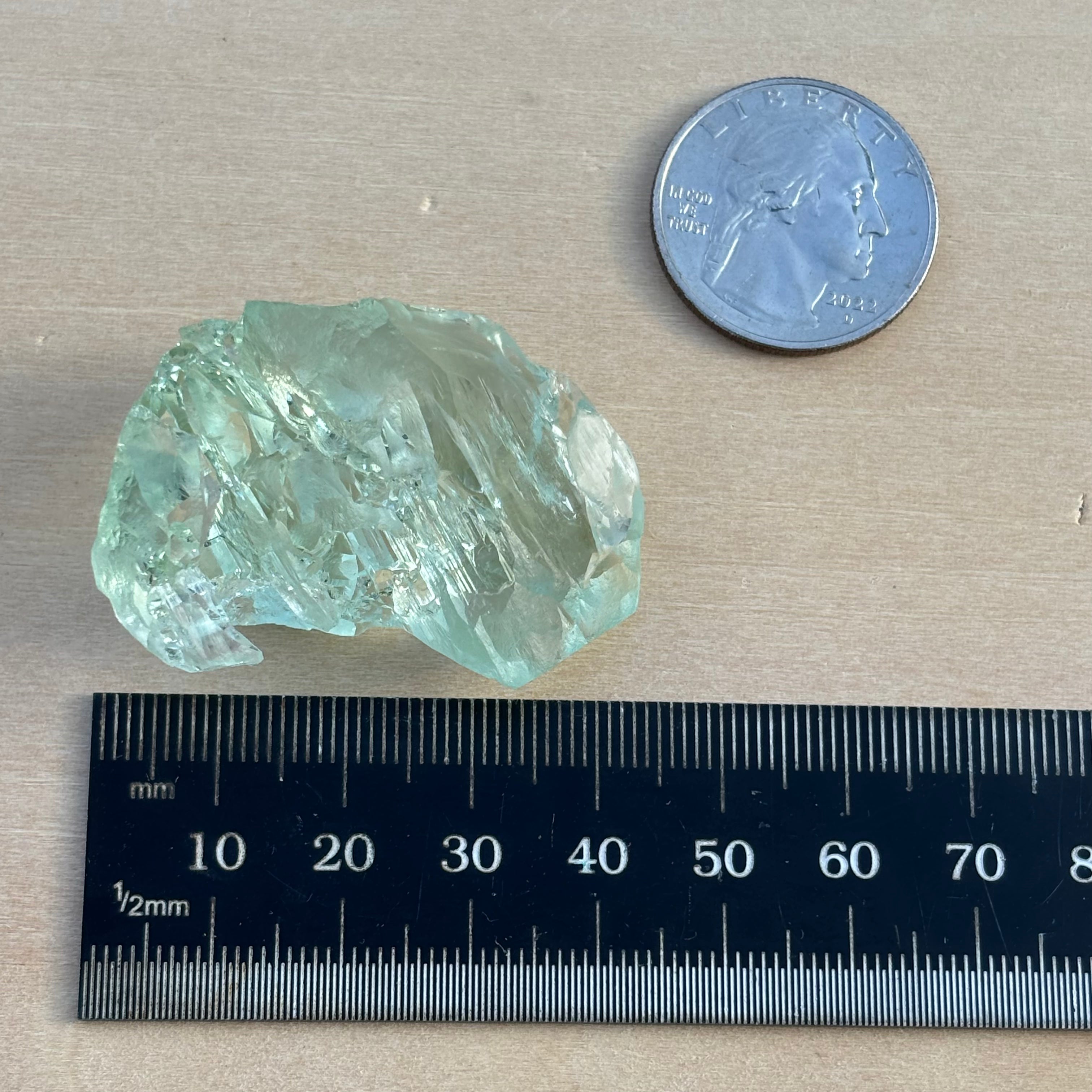 Etched Aquamarine Gem Crystal - 042