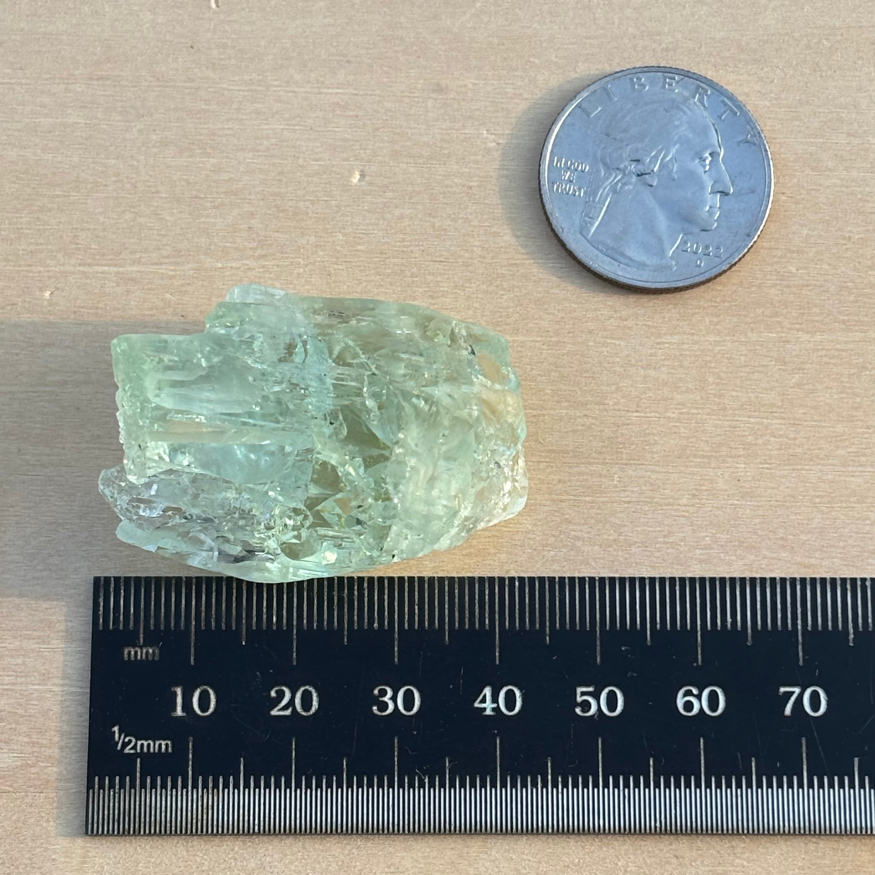 Etched Aquamarine Gem Crystal - 044
