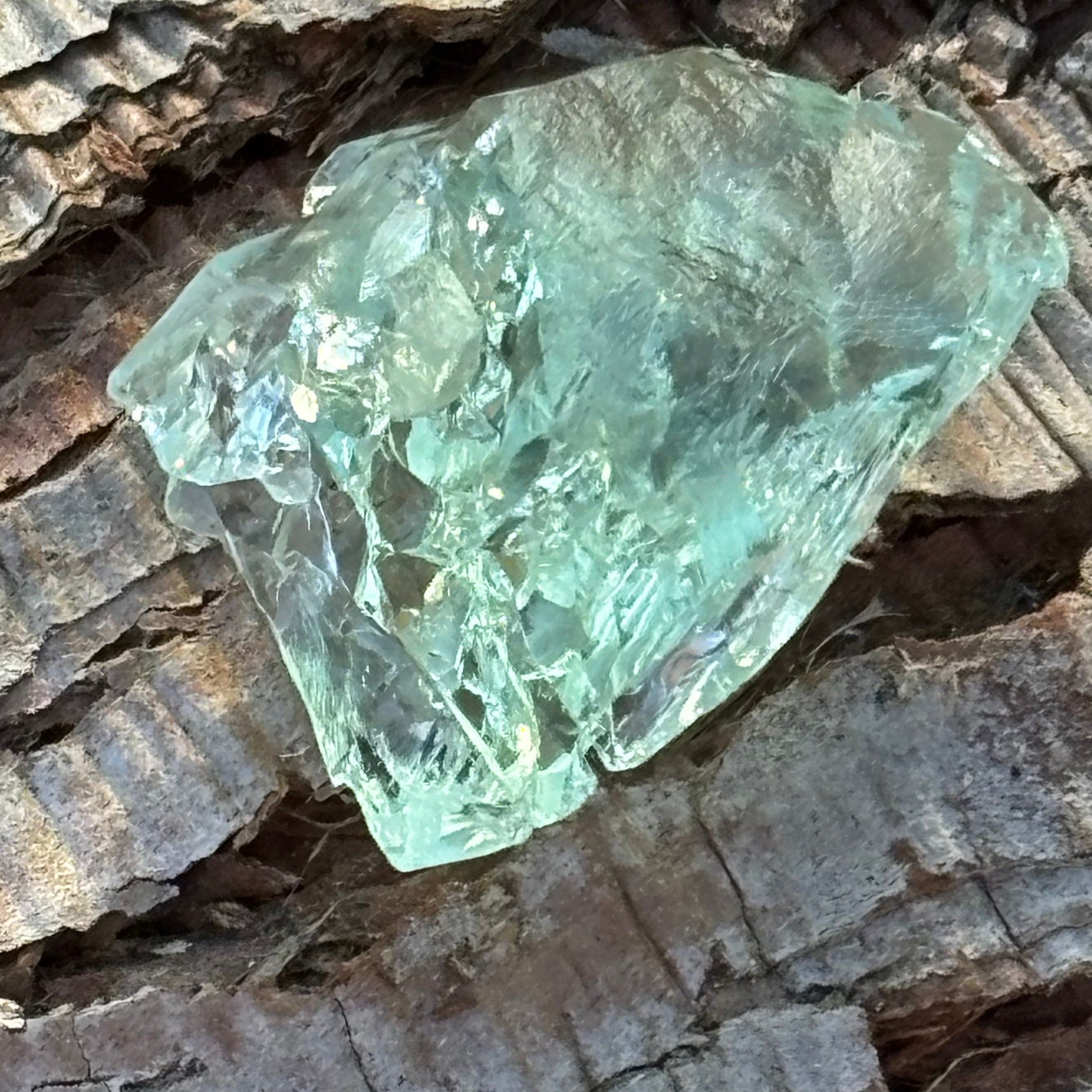 Etched Aquamarine Gem Crystal - 045